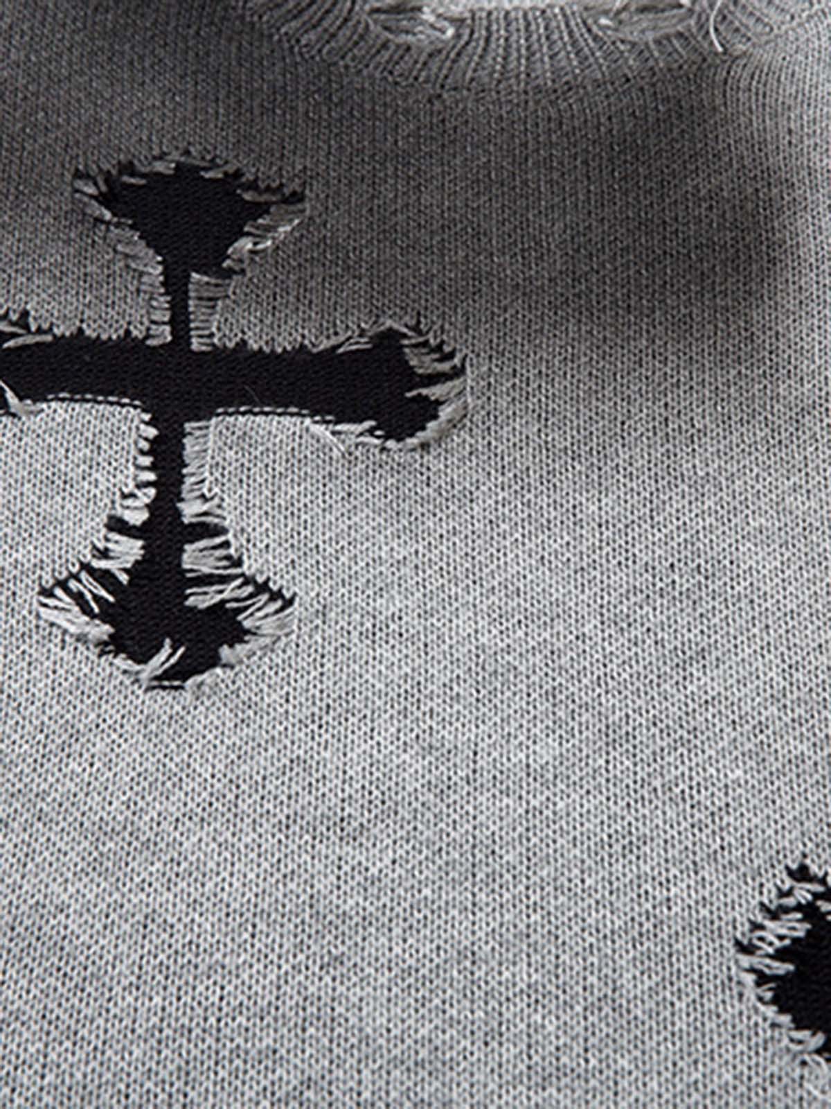 Vintage Spray-Painted Cross Hole Knit Sweater - Image 5