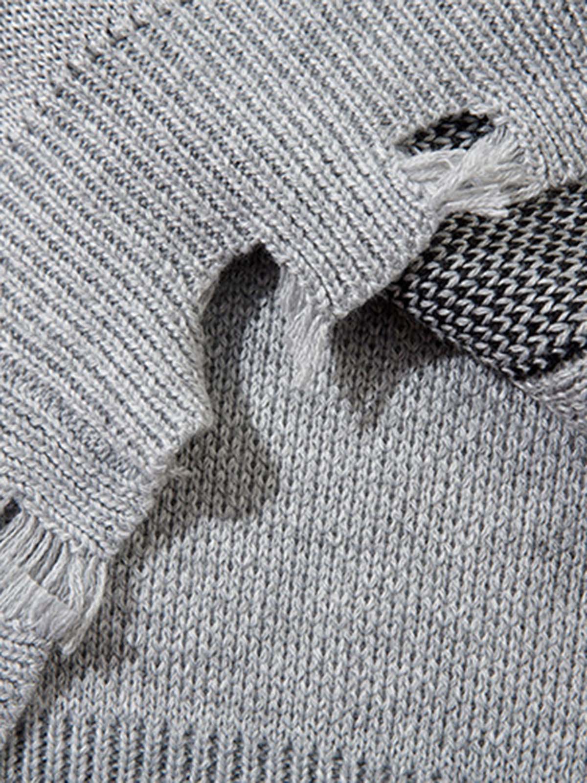 Vintage Spray-Painted Cross Hole Knit Sweater - Image 9