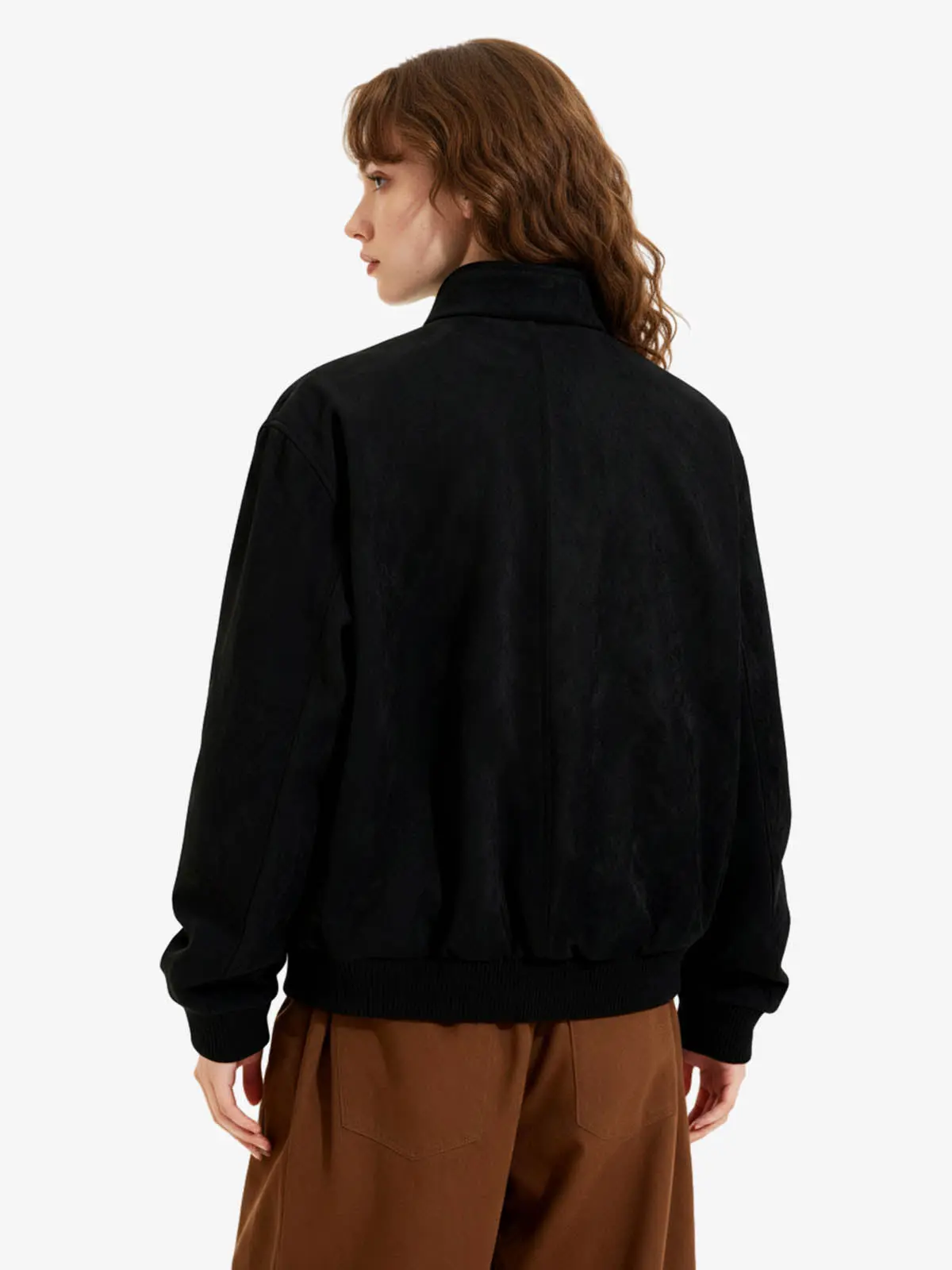 Vintage Stand Collar Metal Button-Structured Bomber Jacket - Image 6