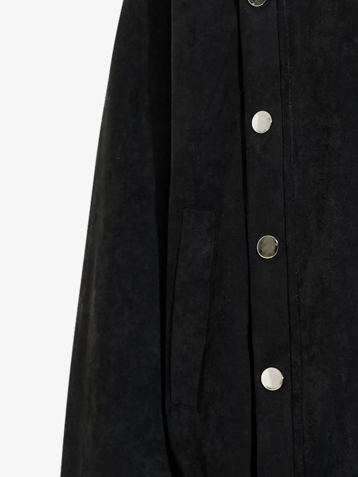 Vintage Stand Collar Metal Button-Structured Bomber Jacket - Image 9