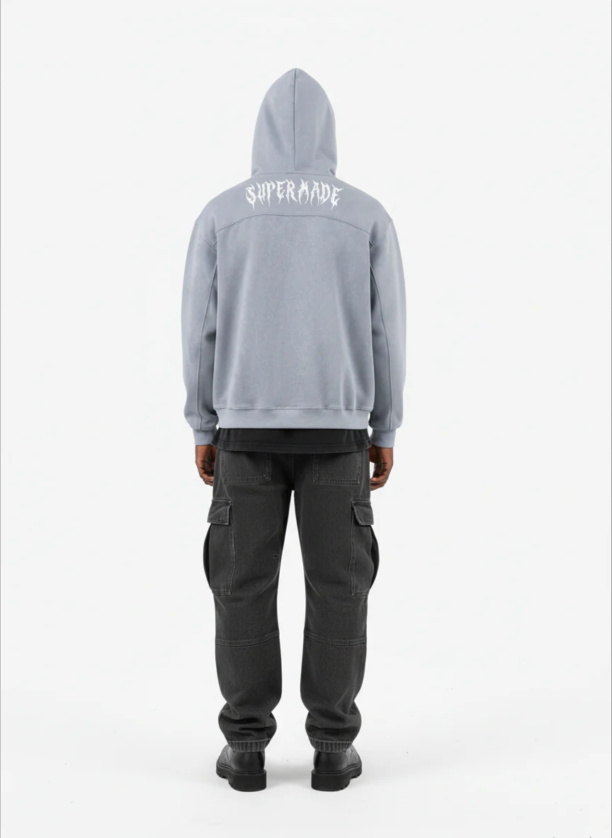 Vintage Suede Letter Embroidered Cropped Zip Up Hoodie - Image 12