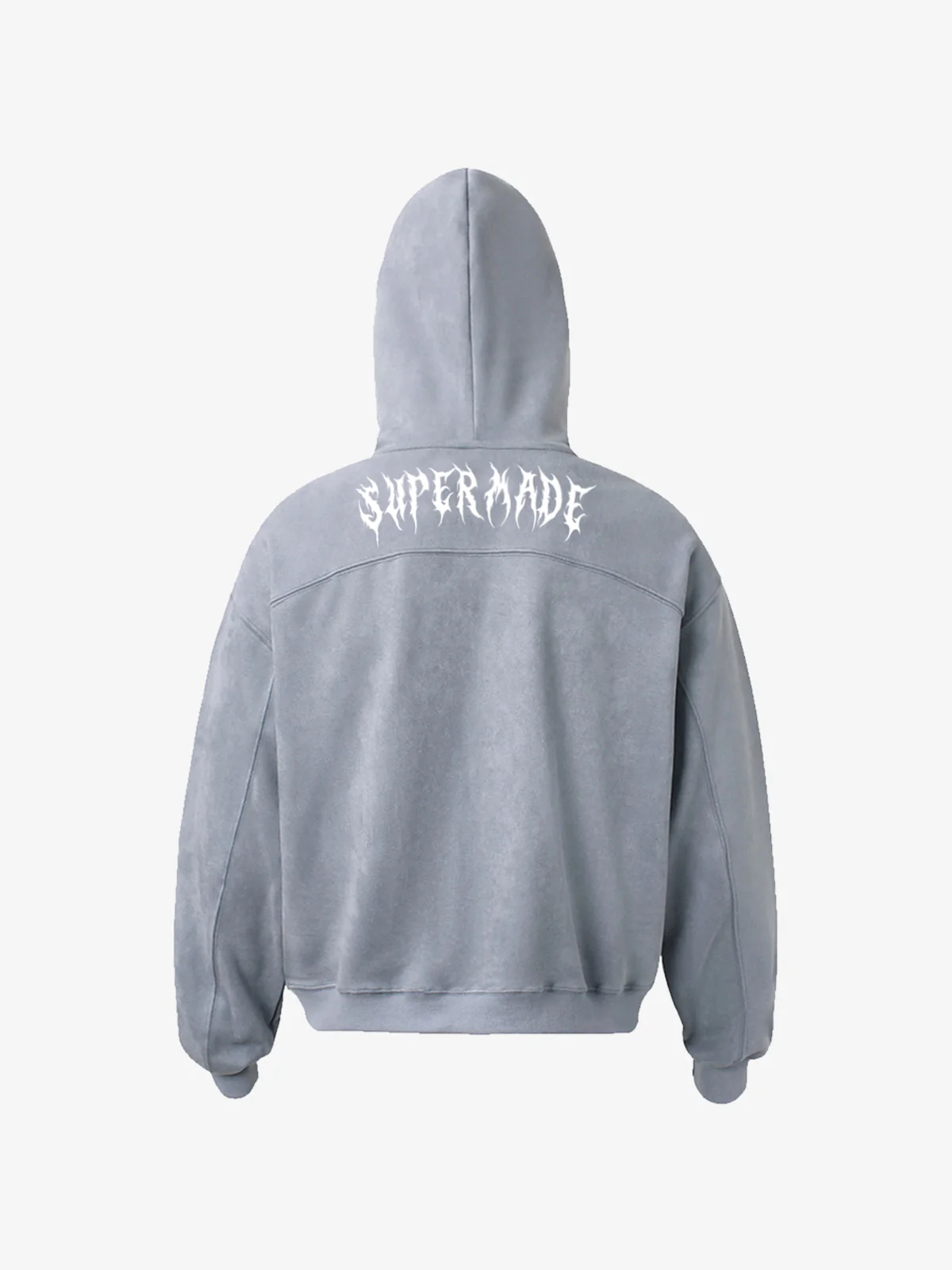 Vintage Suede Letter Embroidered Cropped Zip Up Hoodie - Image 3