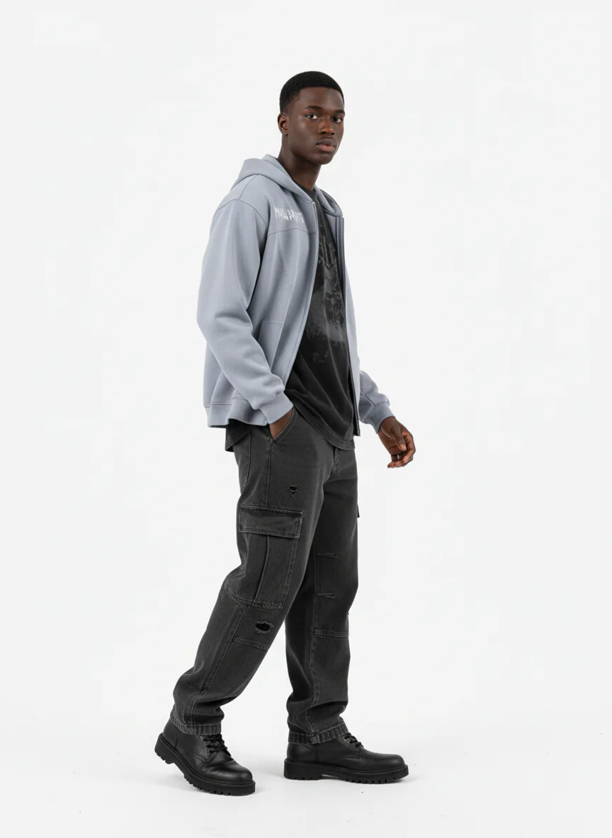 Vintage Suede Letter Embroidered Cropped Zip Up Hoodie - Image 9