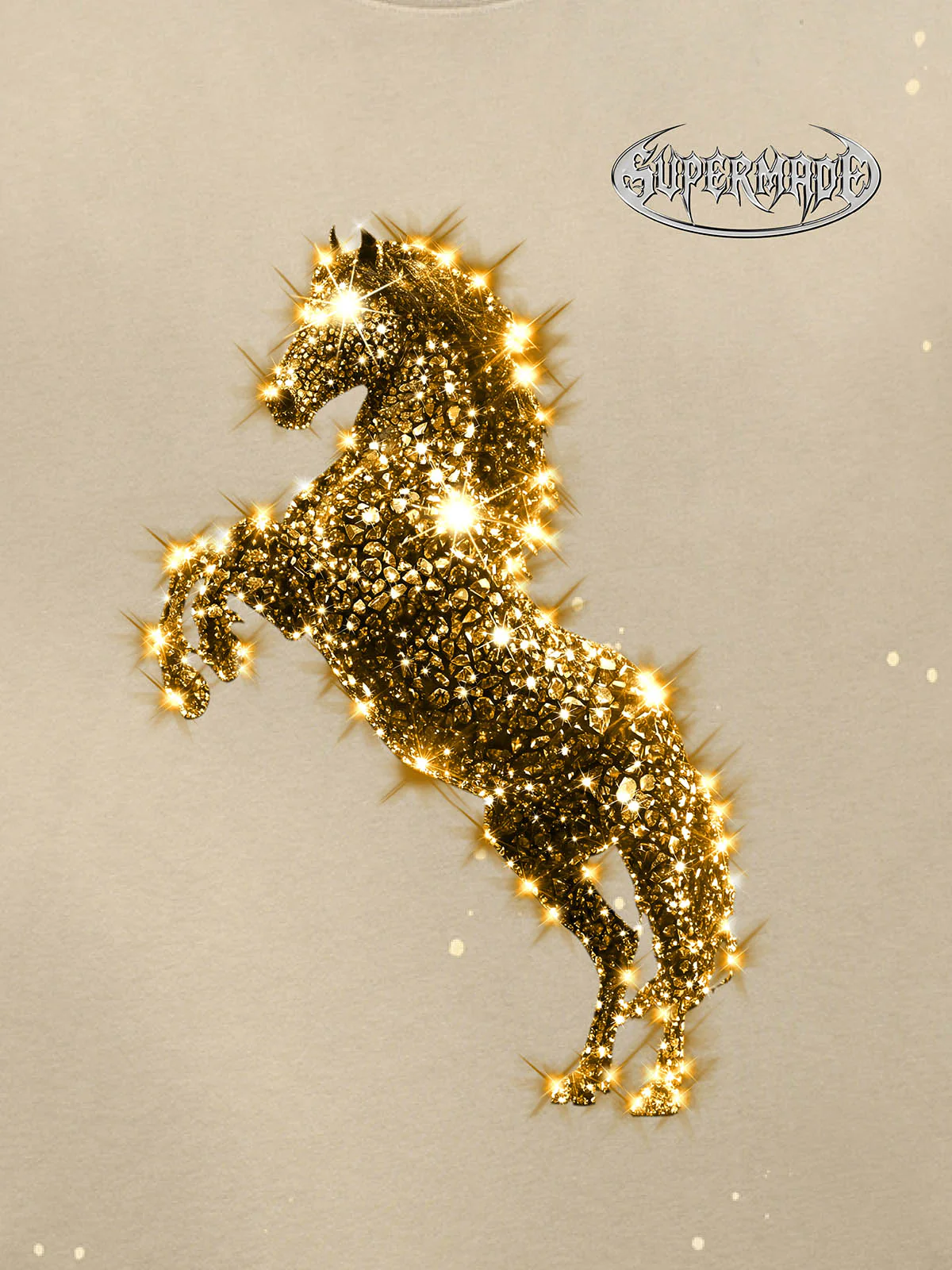 Vintage Wash Glitter Horse Pattern Splash Ink T-Shirt - Image 10