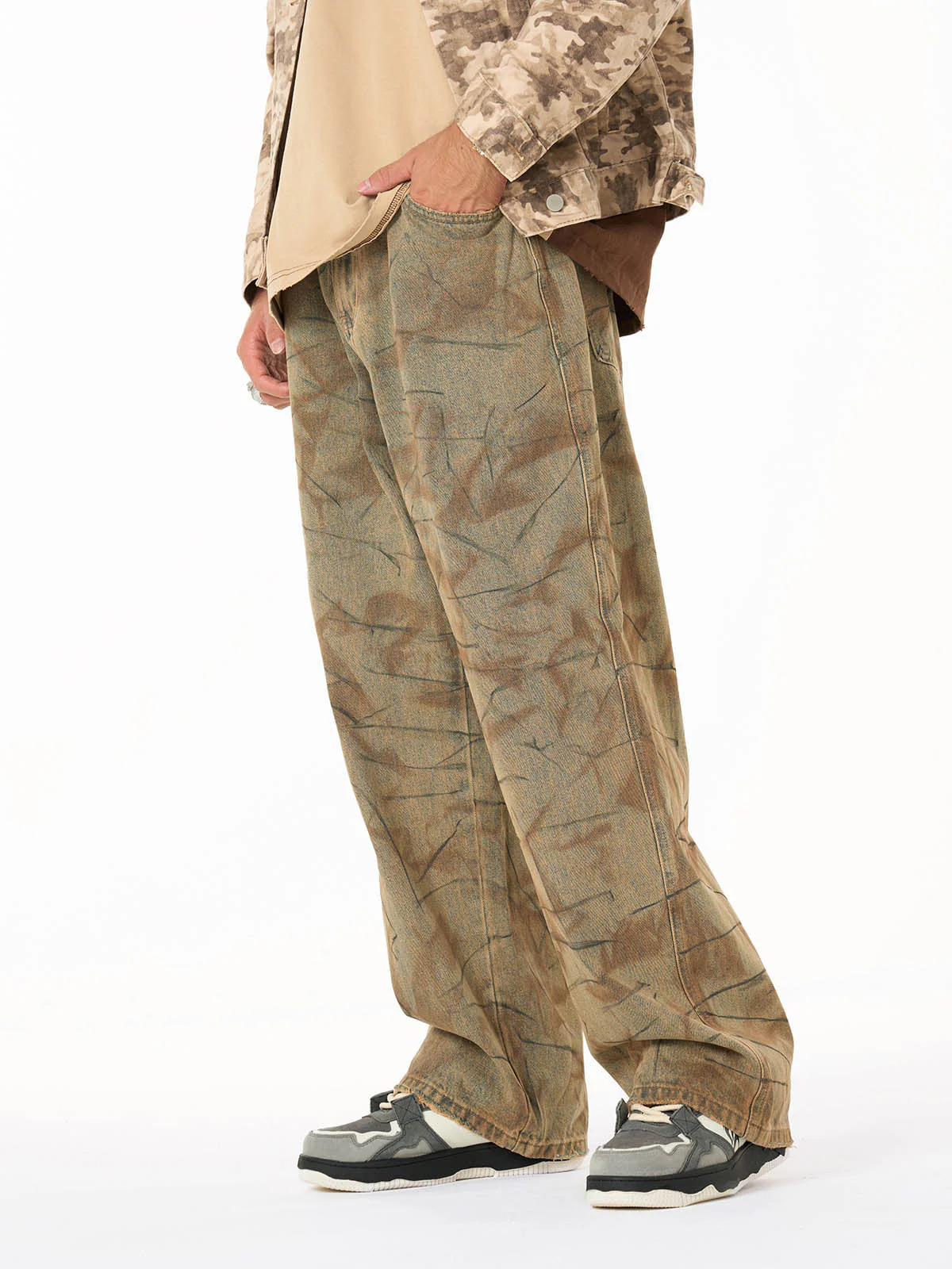 Vintage Washed Distressed Copper-Dyed Jeans - Image 4