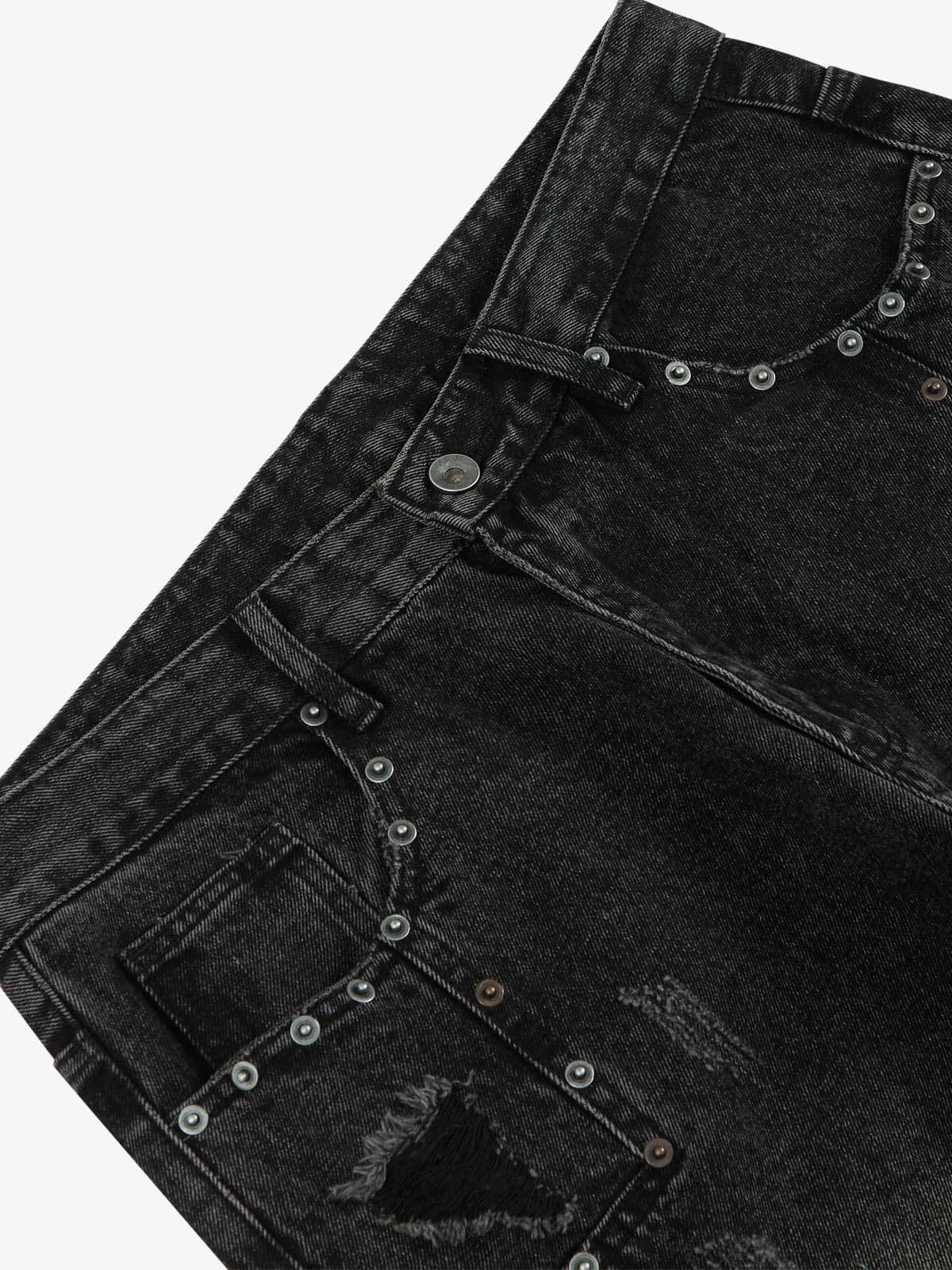 Vintage Washed Distressed Metal Ring Baggy Jeans - Image 9