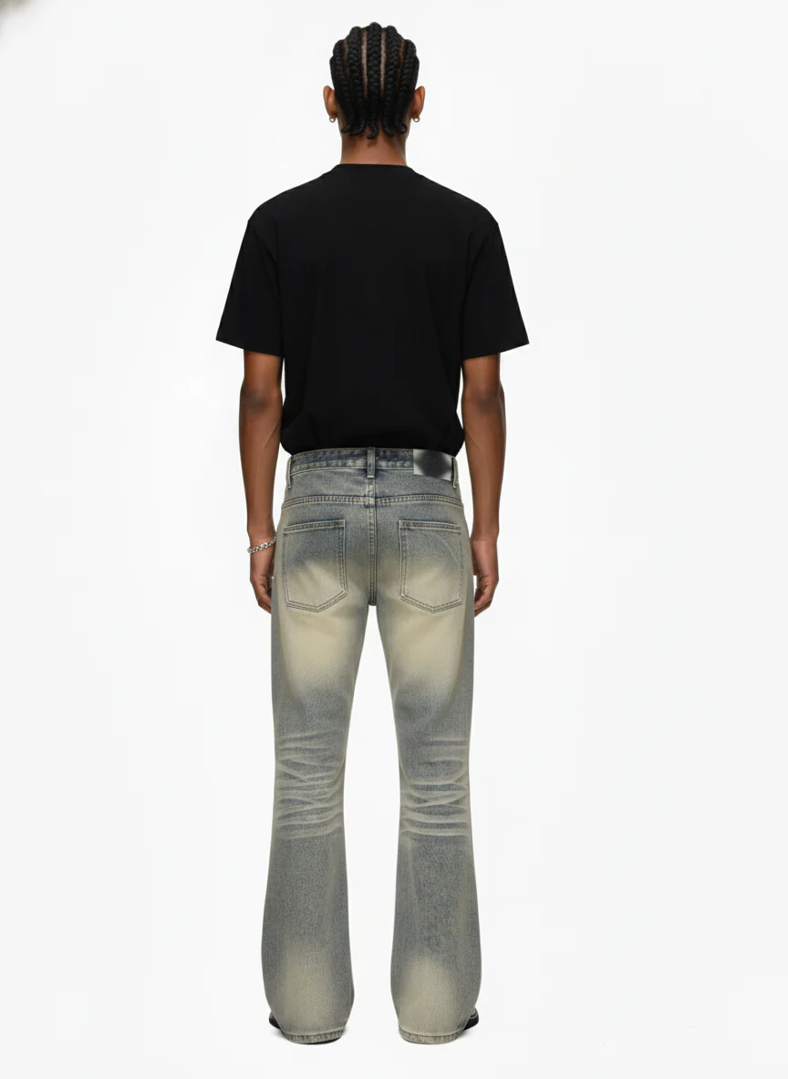 Vintage Washed Flare Jeans - Image 5