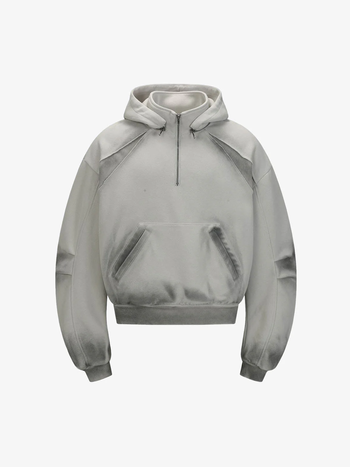 Vintage Washed Half Zip Pocket Dirty Dye Hoodie