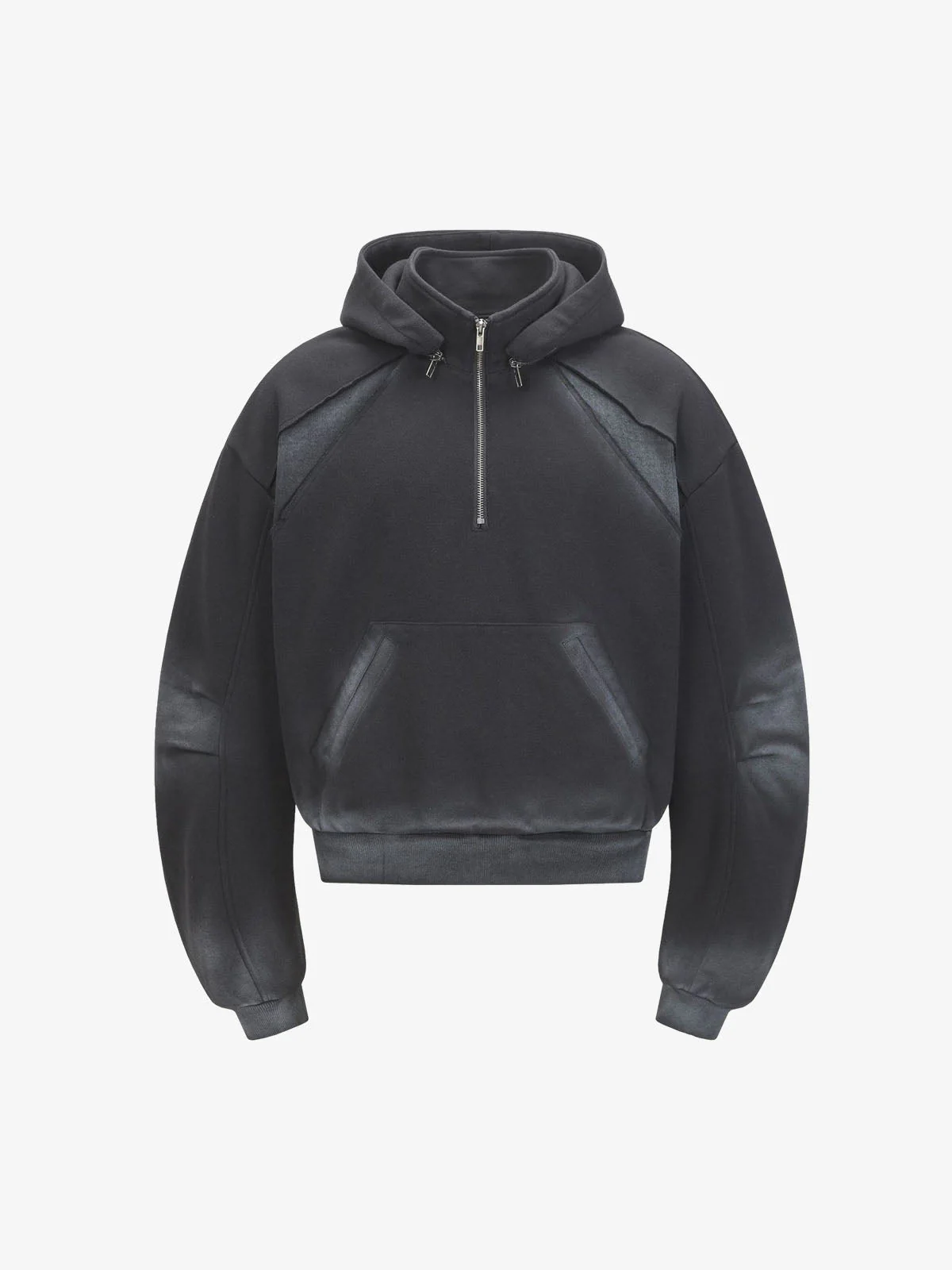Vintage Washed Half Zip Pocket Dirty Dye Hoodie - Image 2