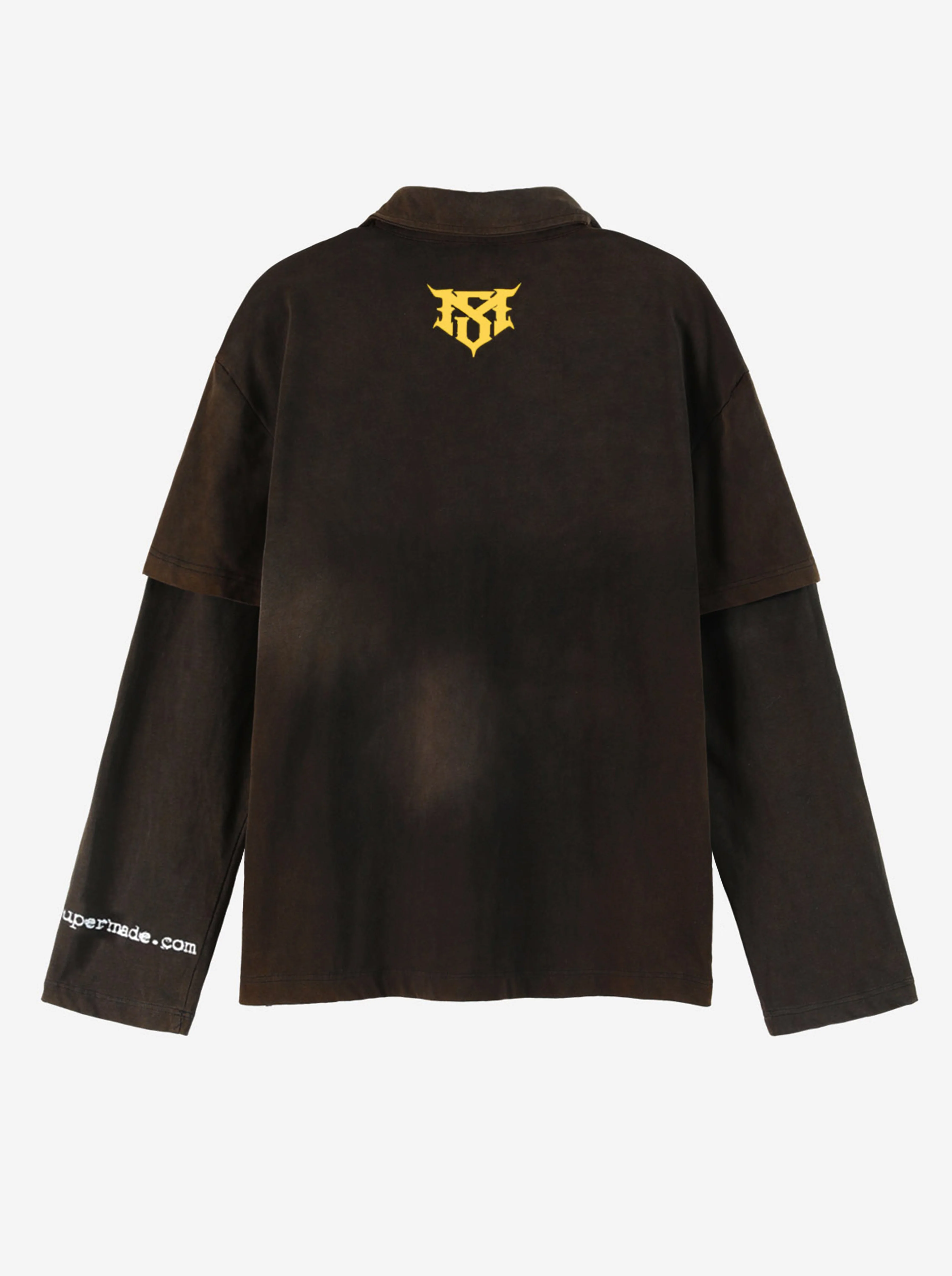 Vintage Washed Layered Polo Graphic Long Sleeve T-Shirt - Image 6