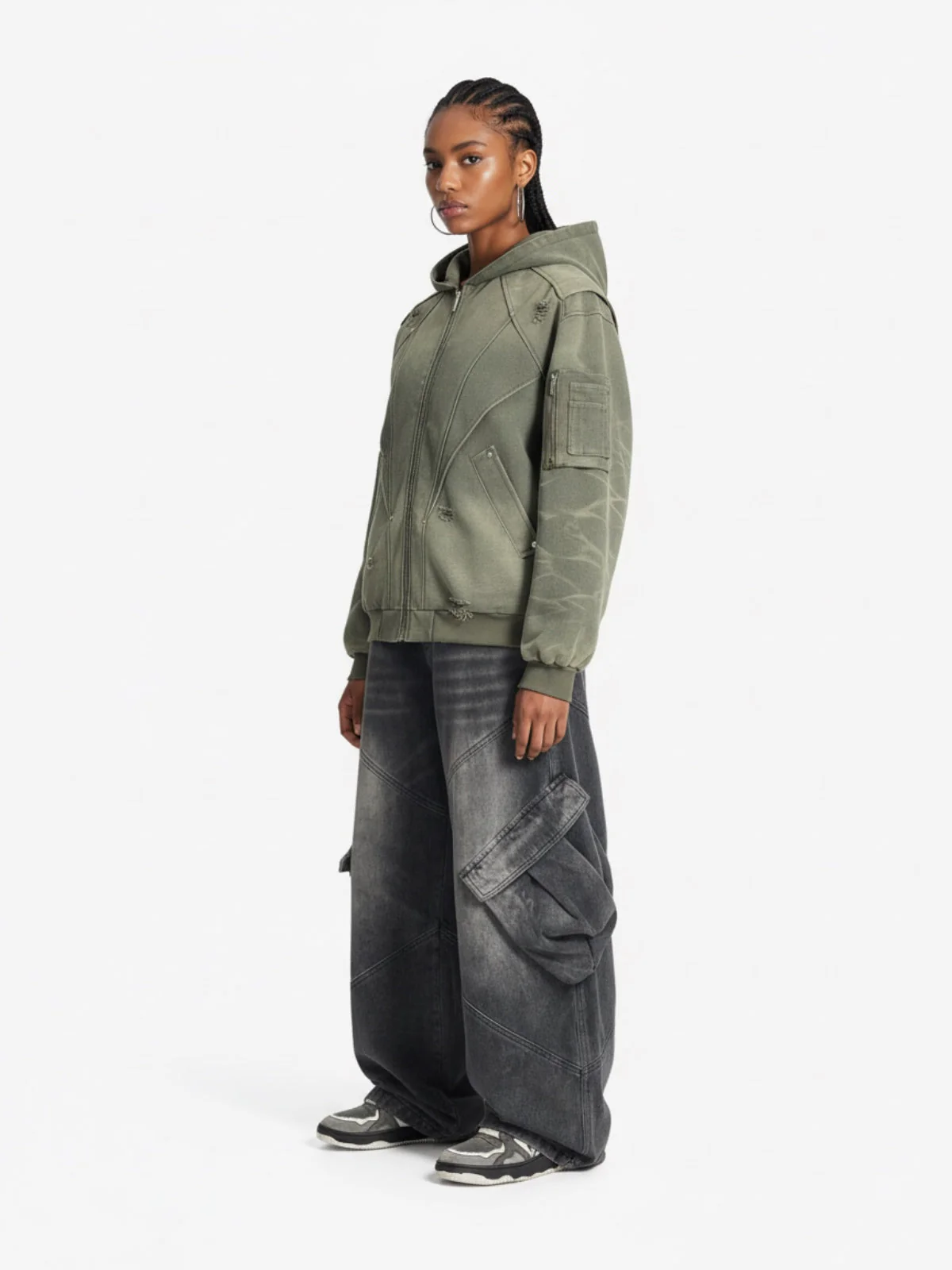 Vintage Washed Multi Pocket Cargo Jeans - Image 6