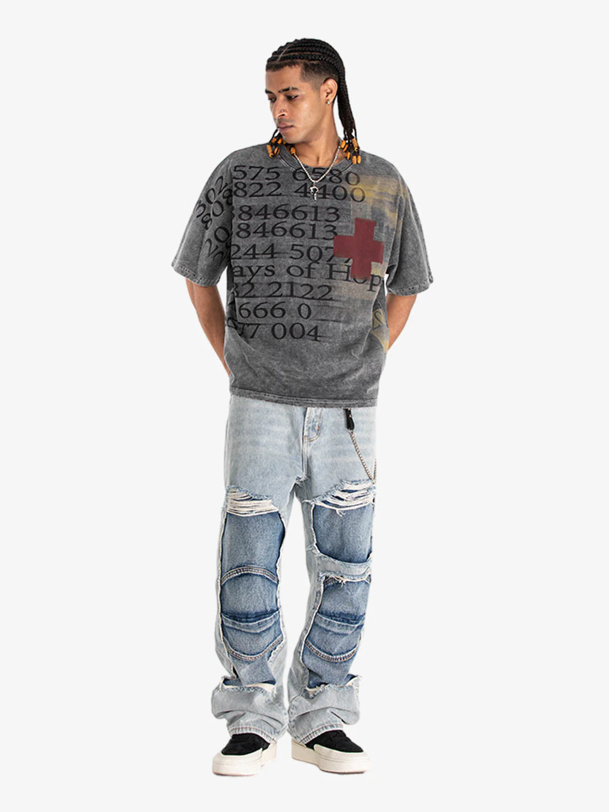 Vintage Washed Number Graphic T-Shirt - Image 4