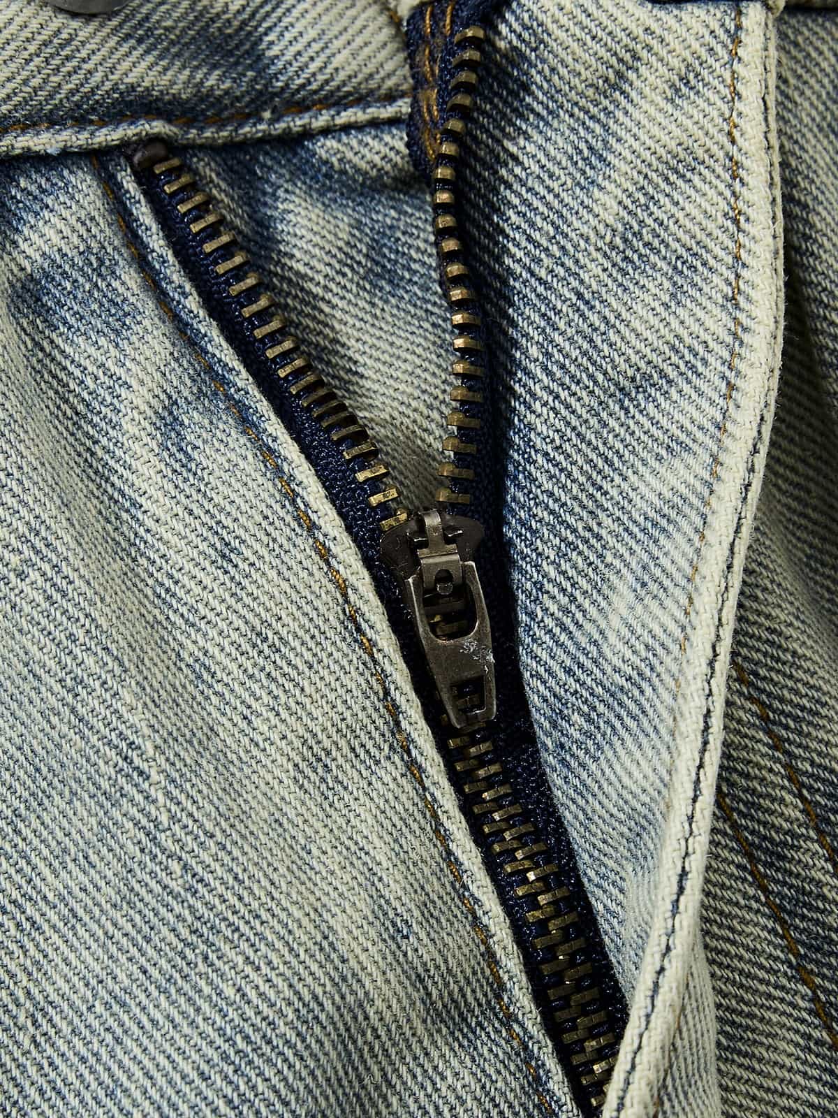 Vintage Washed Rivet-Detailed Wide Leg Jeans - Image 5