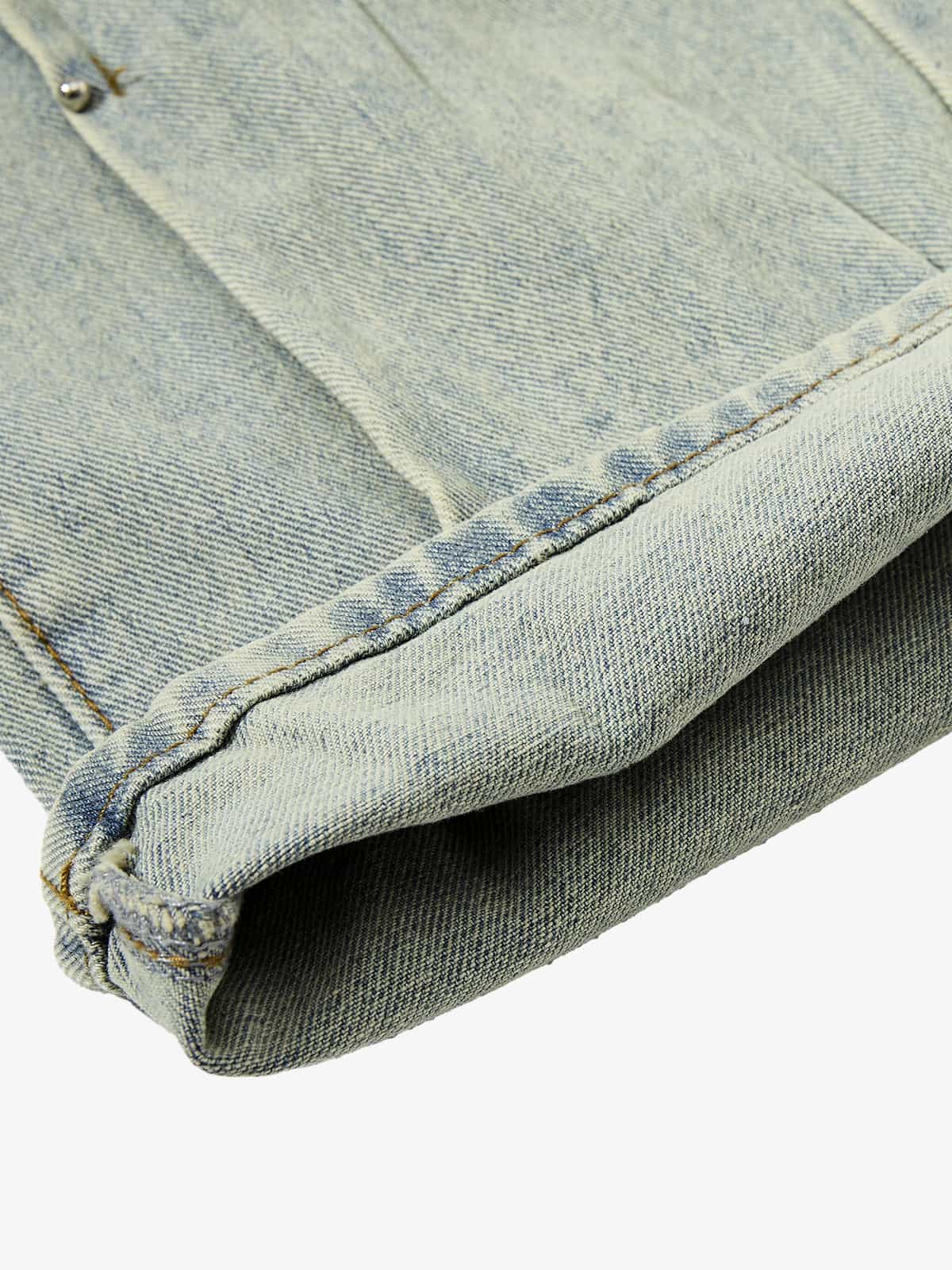 Vintage Washed Rivet-Detailed Wide Leg Jeans - Image 7