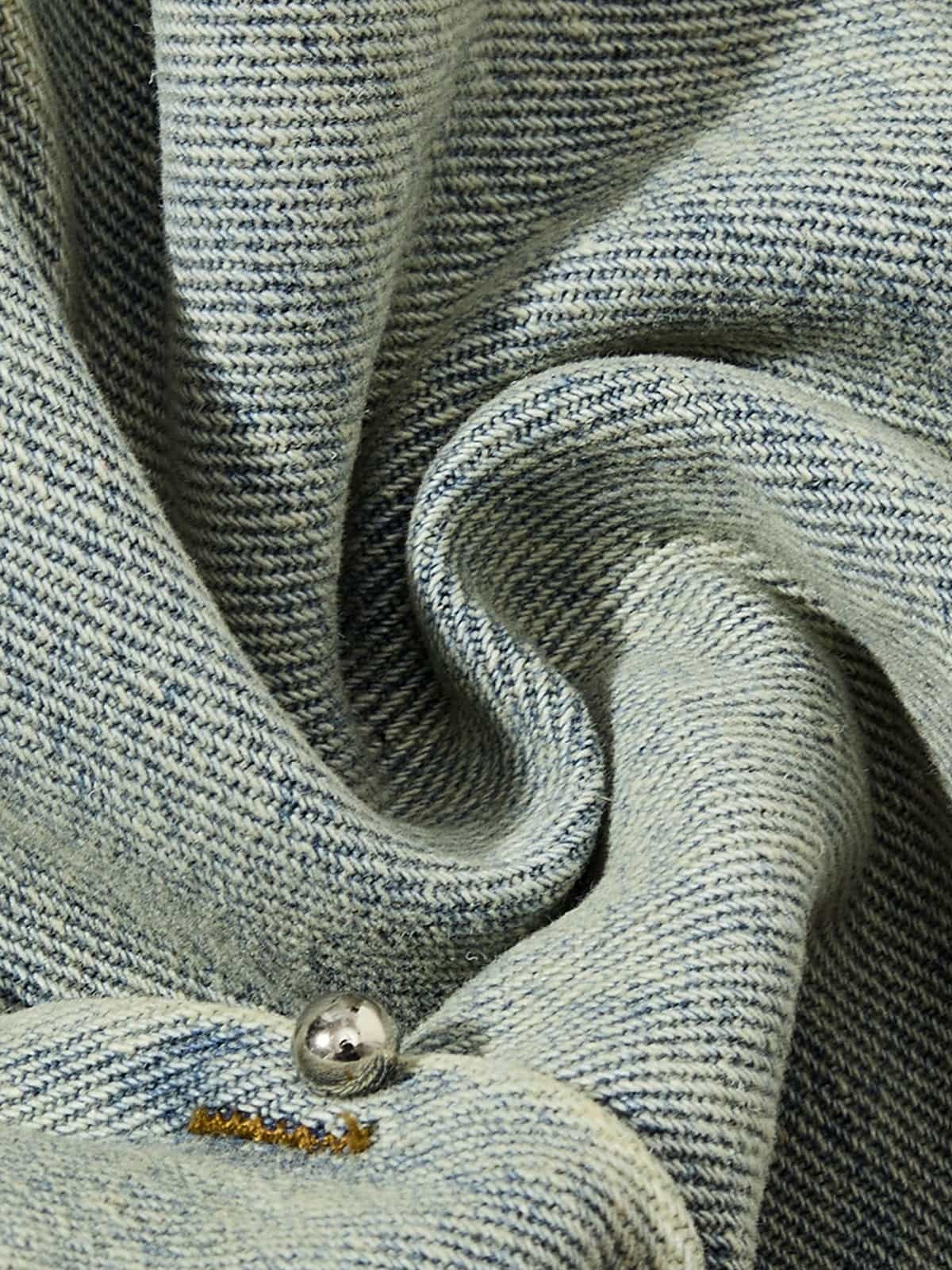 Vintage Washed Rivet-Detailed Wide Leg Jeans - Image 8
