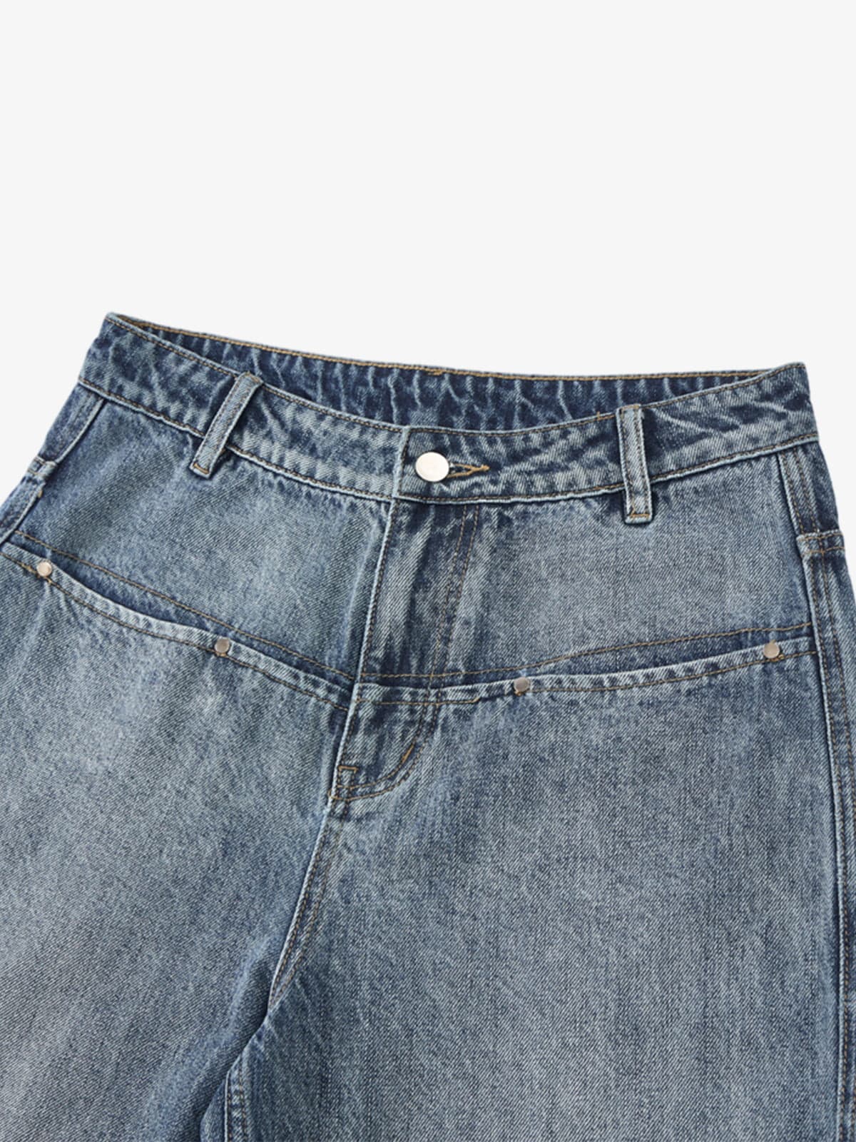 Vintage Washed Slant-Pocket Flared Jeans - Image 3