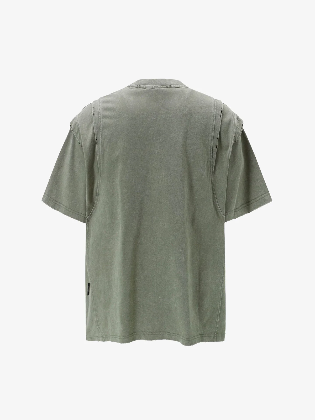 Vintage Washed Structured Shoulder Distressed T-Shirt - Image 4