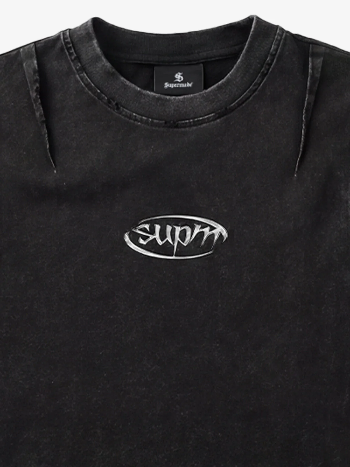 Vintage Washed Structured Shoulder Distressed T-Shirt - Image 7