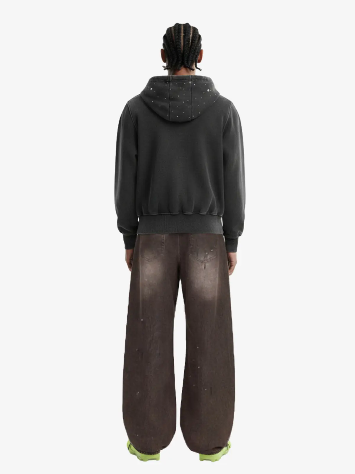 Vintage Washed Symmetrical Star Rhinestone Zip-Up Hoodie - Image 5