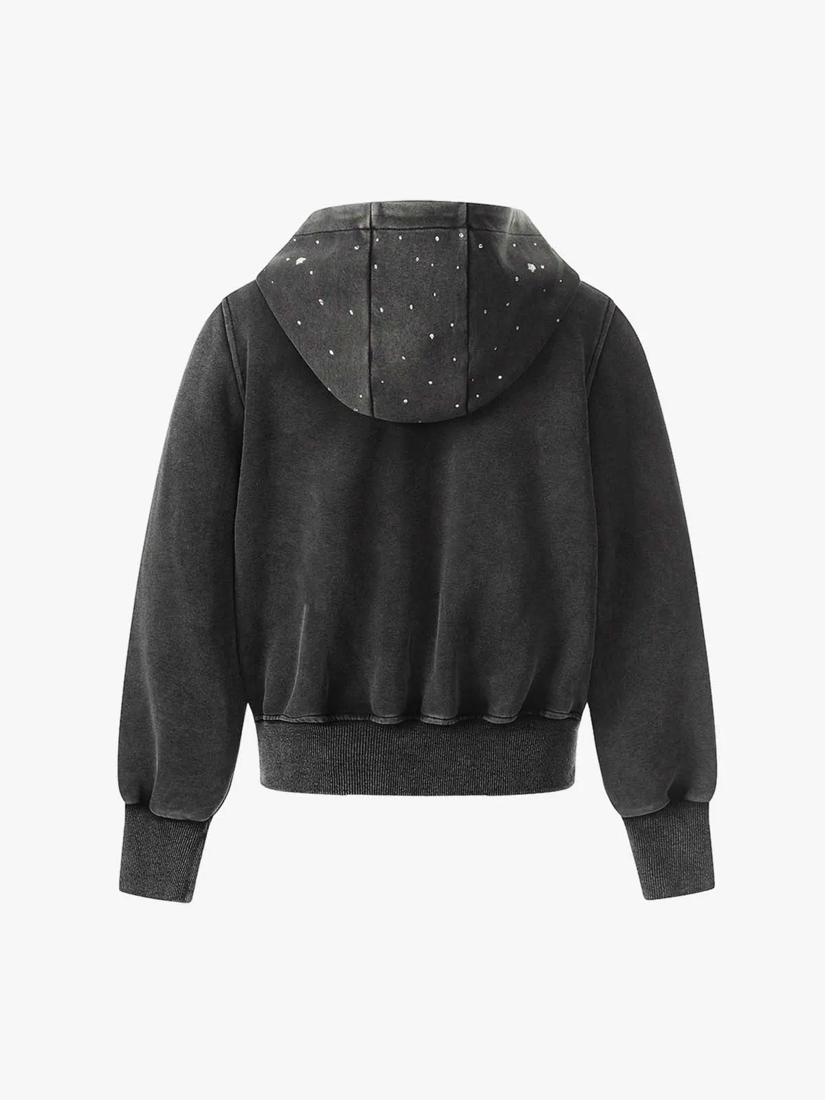 Vintage Washed Symmetrical Star Rhinestone Zip-Up Hoodie - Image 8