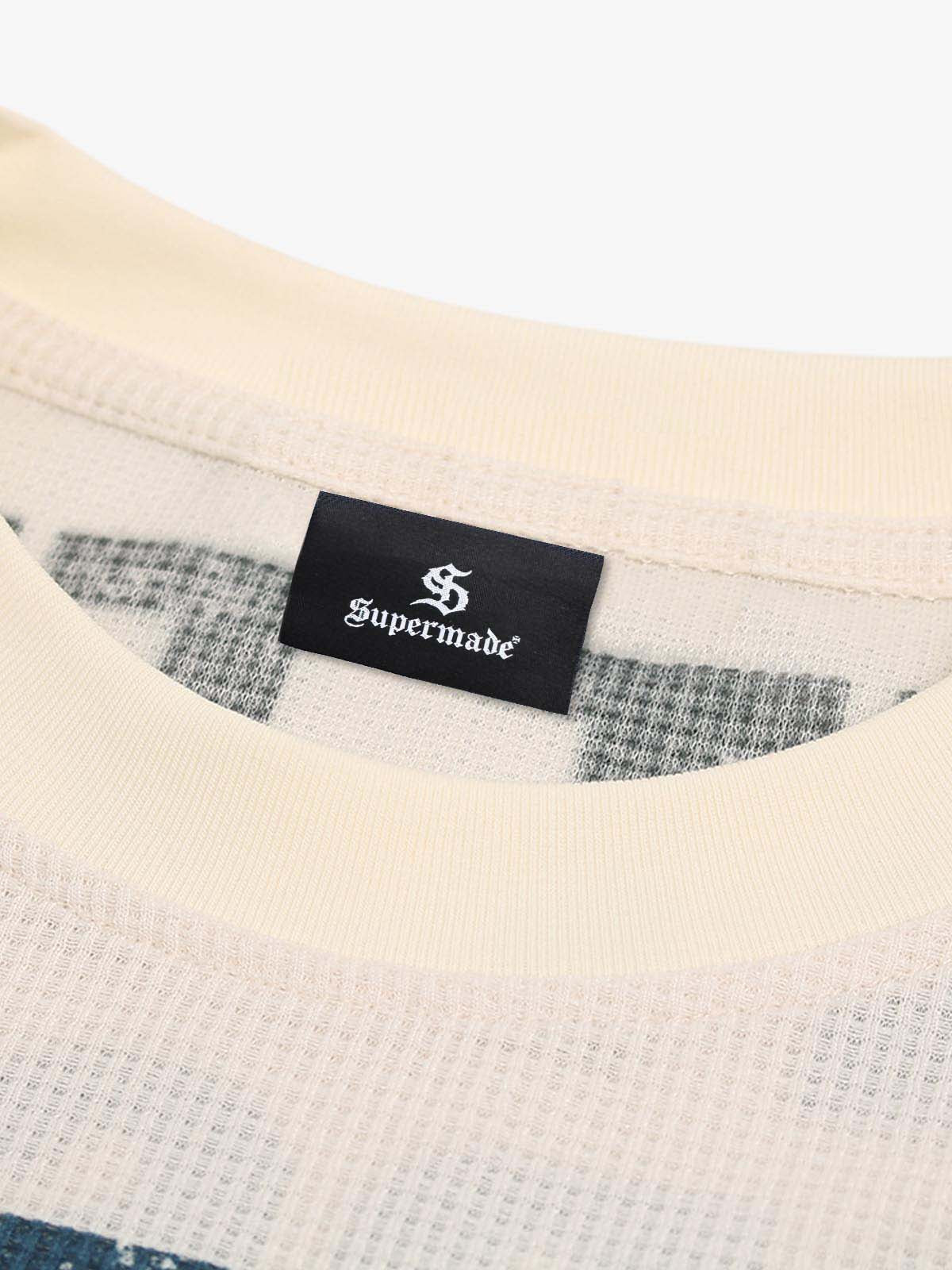 Waffle Knit Graphic Print Crewneck Sweatshirt - 2496 - Image 10