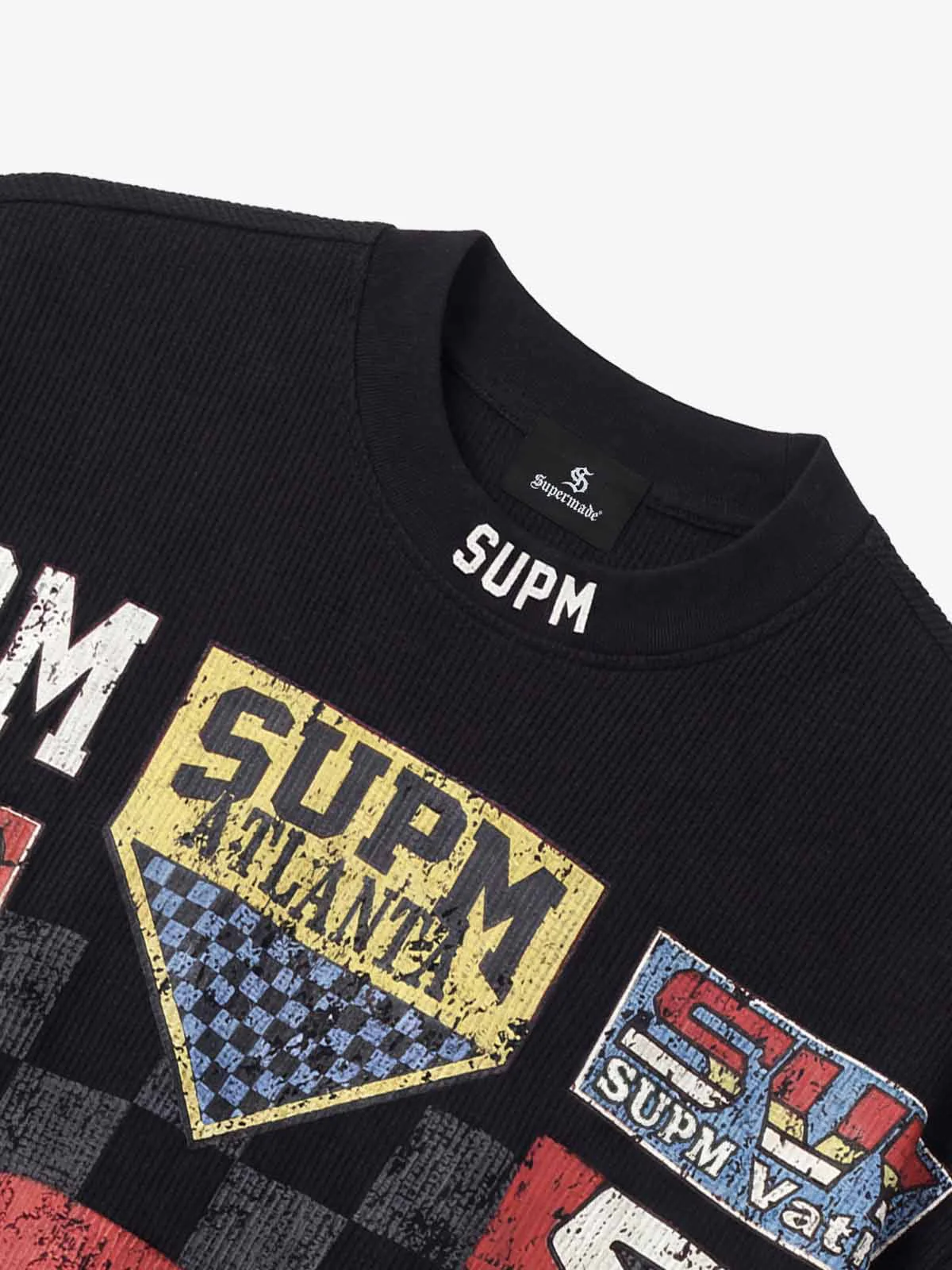 Waffle Knit Racing Checkered Flag Graphic T-Shirt - Image 5