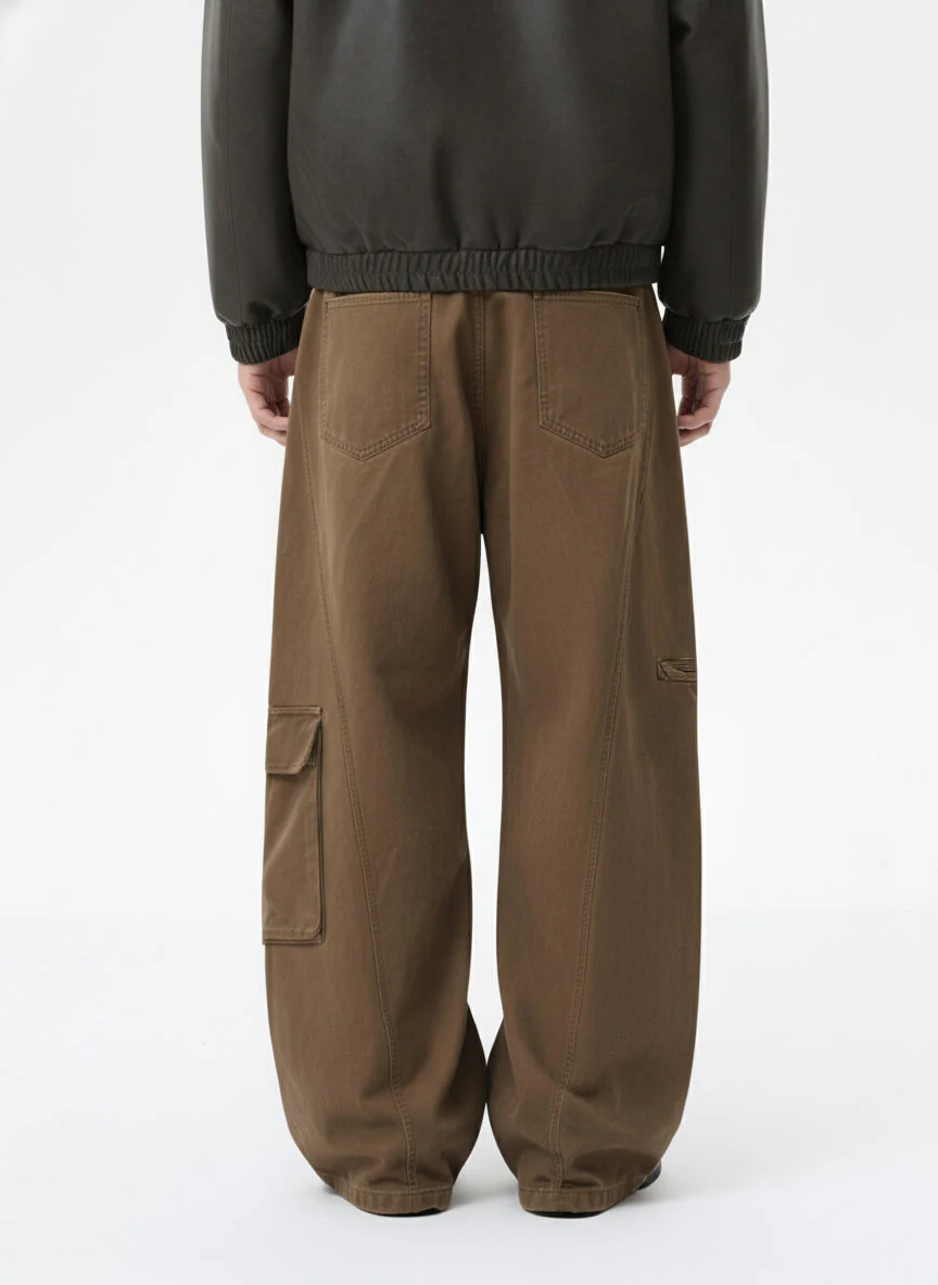 Washed Cargo Webbing Barrel Pants - Image 3