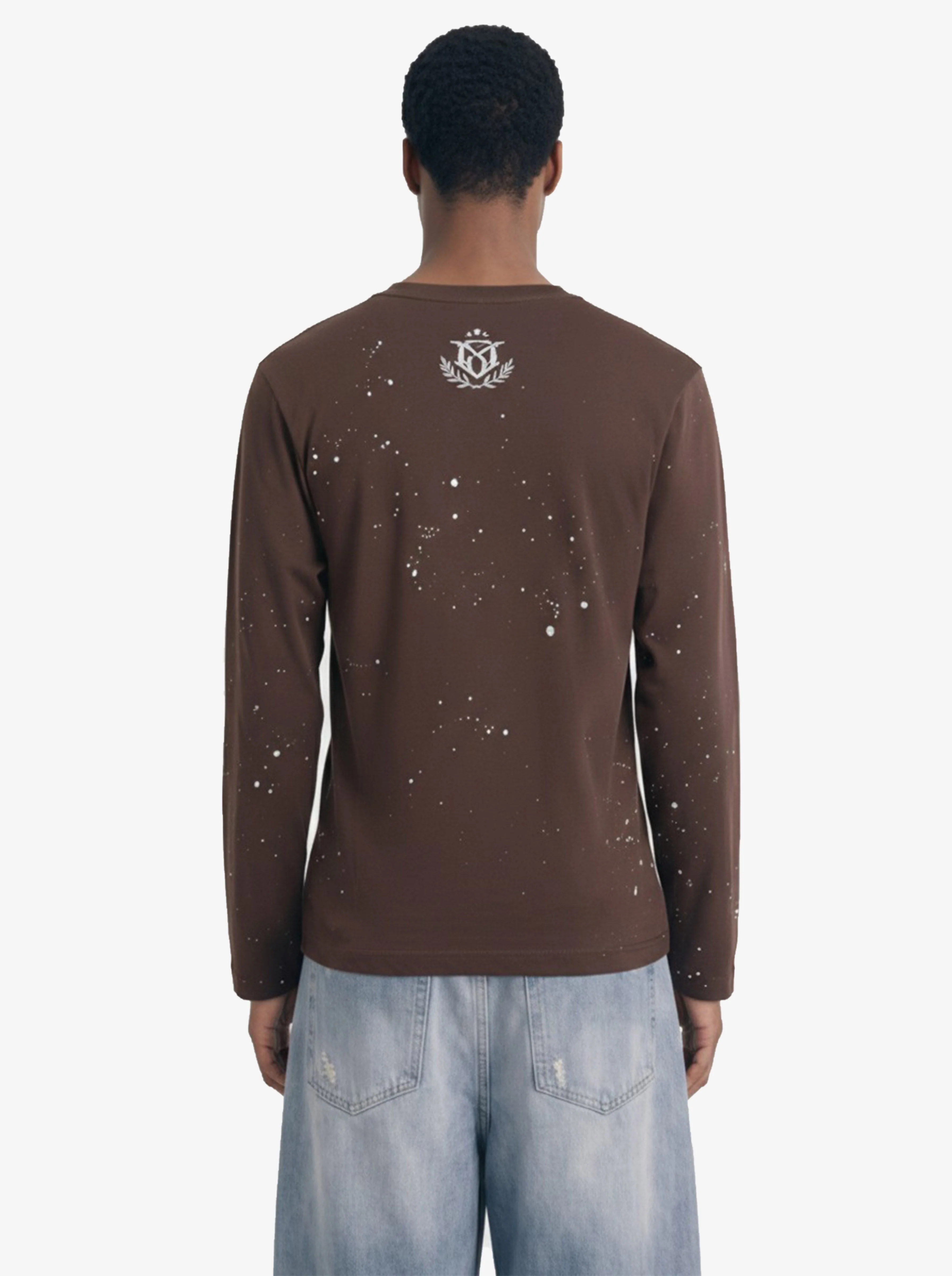 Washed Cotton Paint-Splatter Logo Graphic Long Sleeve T-Shirt - Image 3