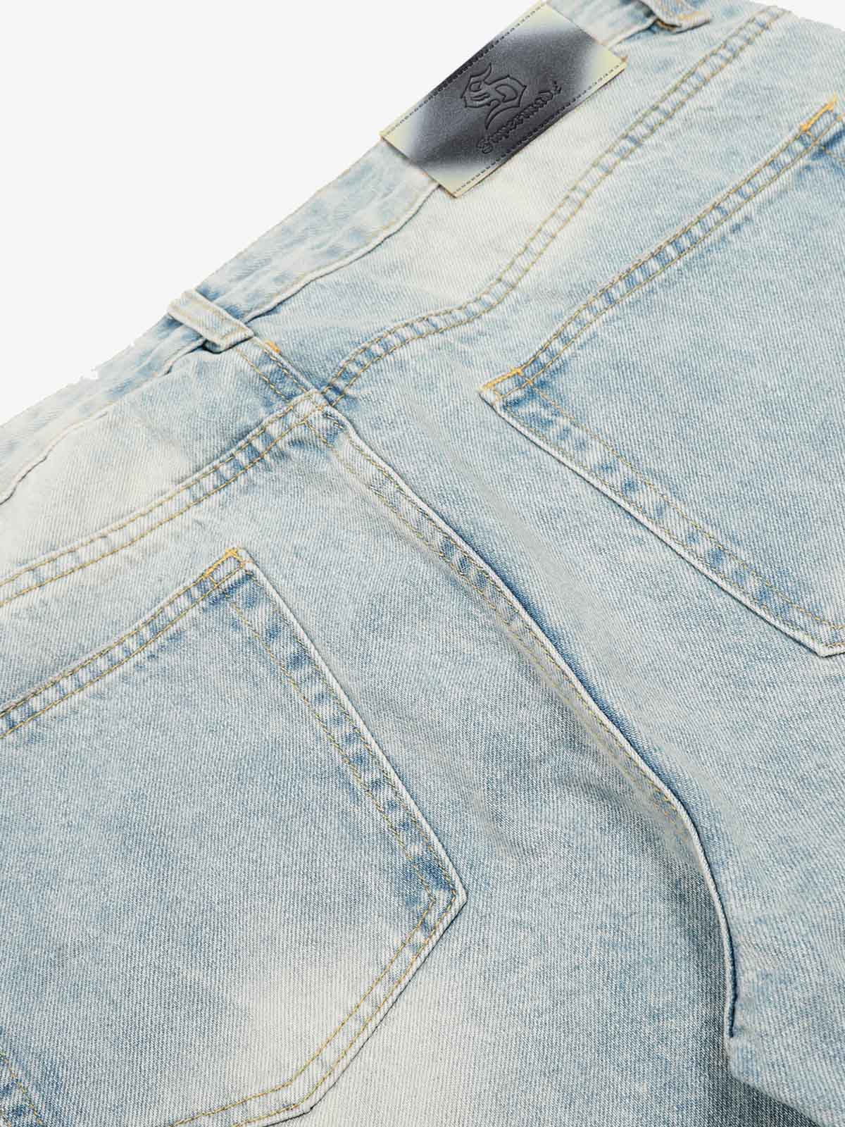 Denim Washed Distressed Barrel Jeans - 2511 - Image 8