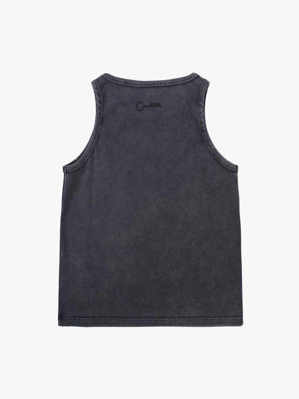 Washed Distressed Key Print Vest - Image 12