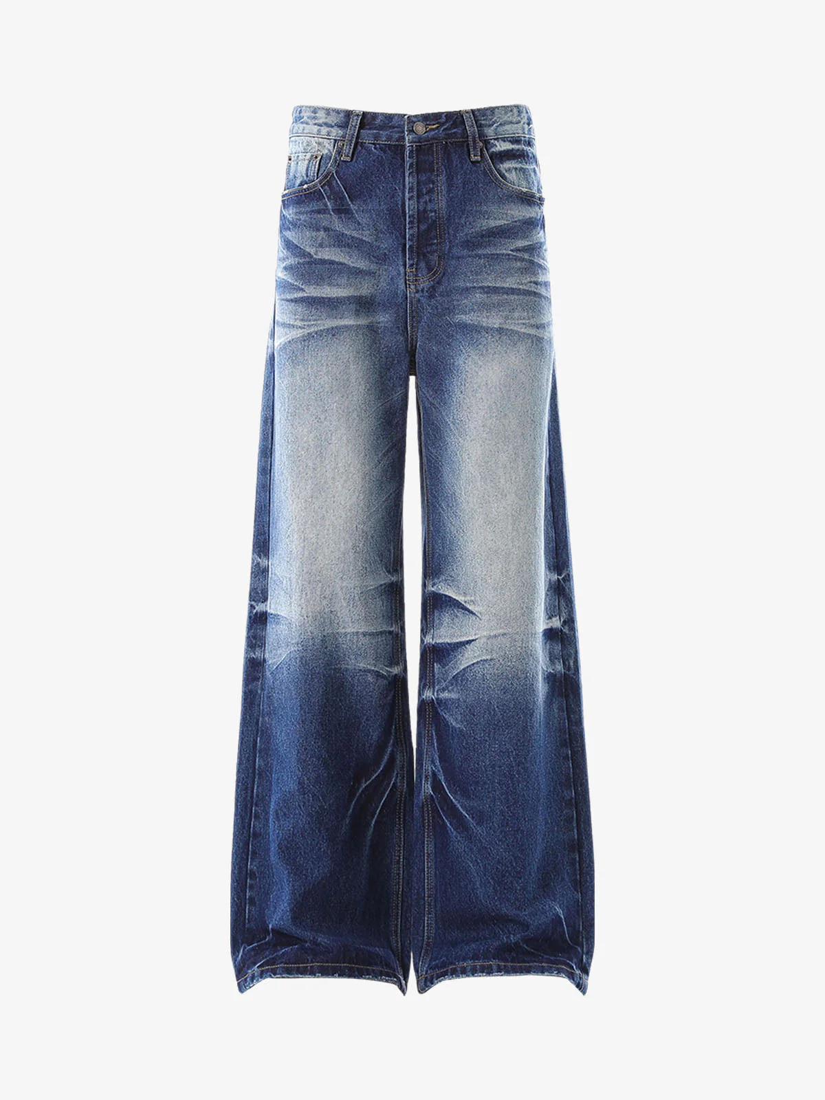 Washed Distressed Wrinkled Dyed Jeans