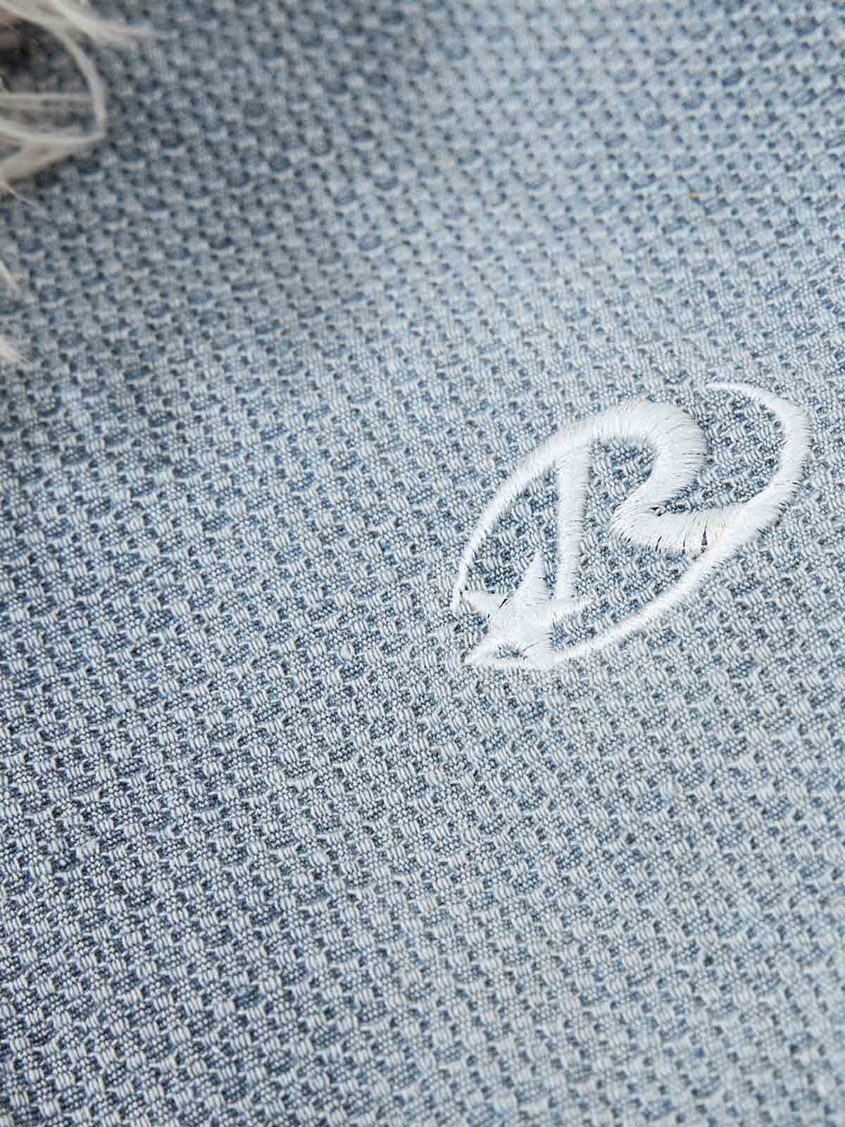 Washed Embroidered Fur-Lined Denim Bomber Jacket - Image 11