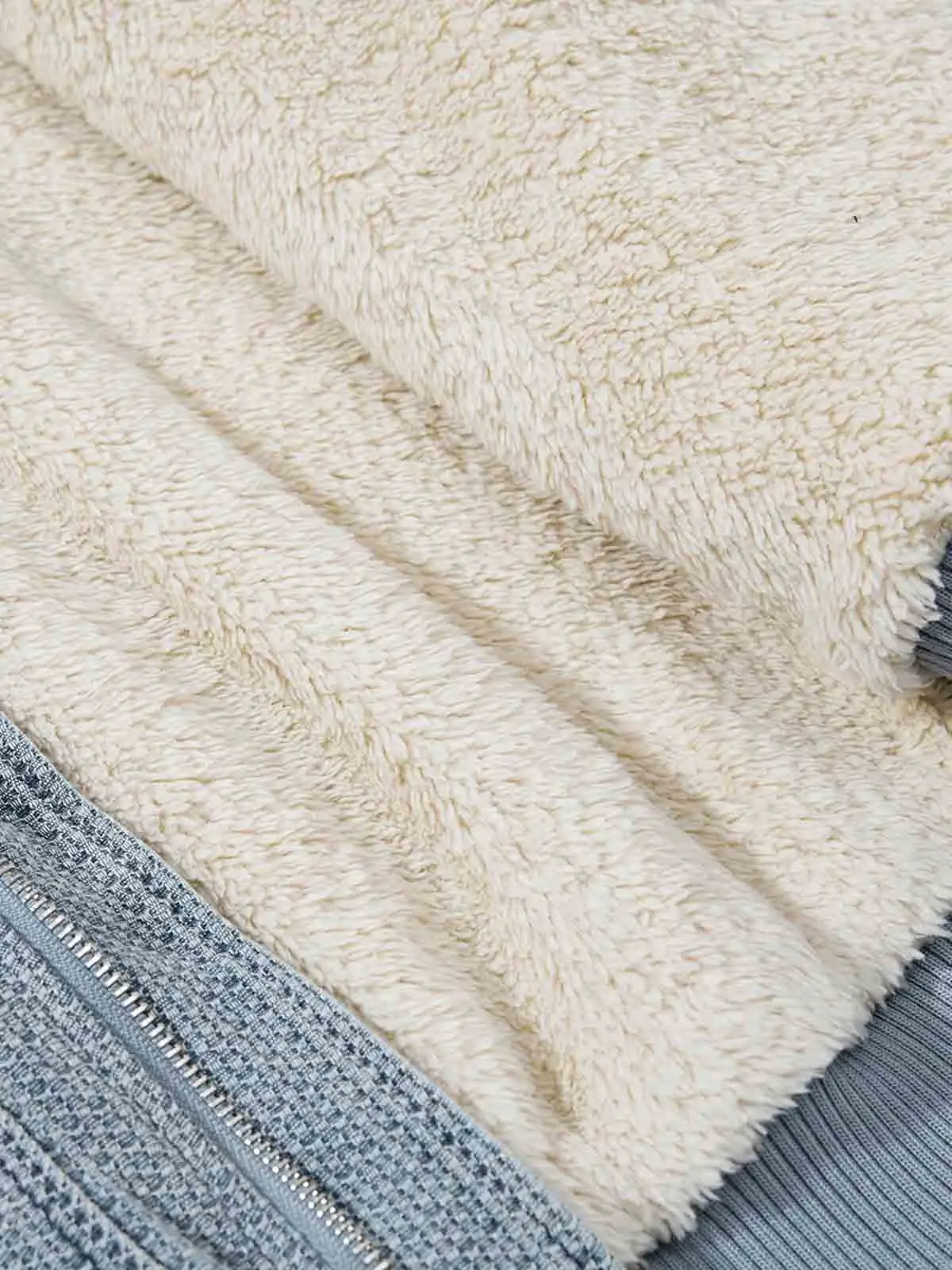 Washed Embroidered Fur-Lined Denim Bomber Jacket - Image 13