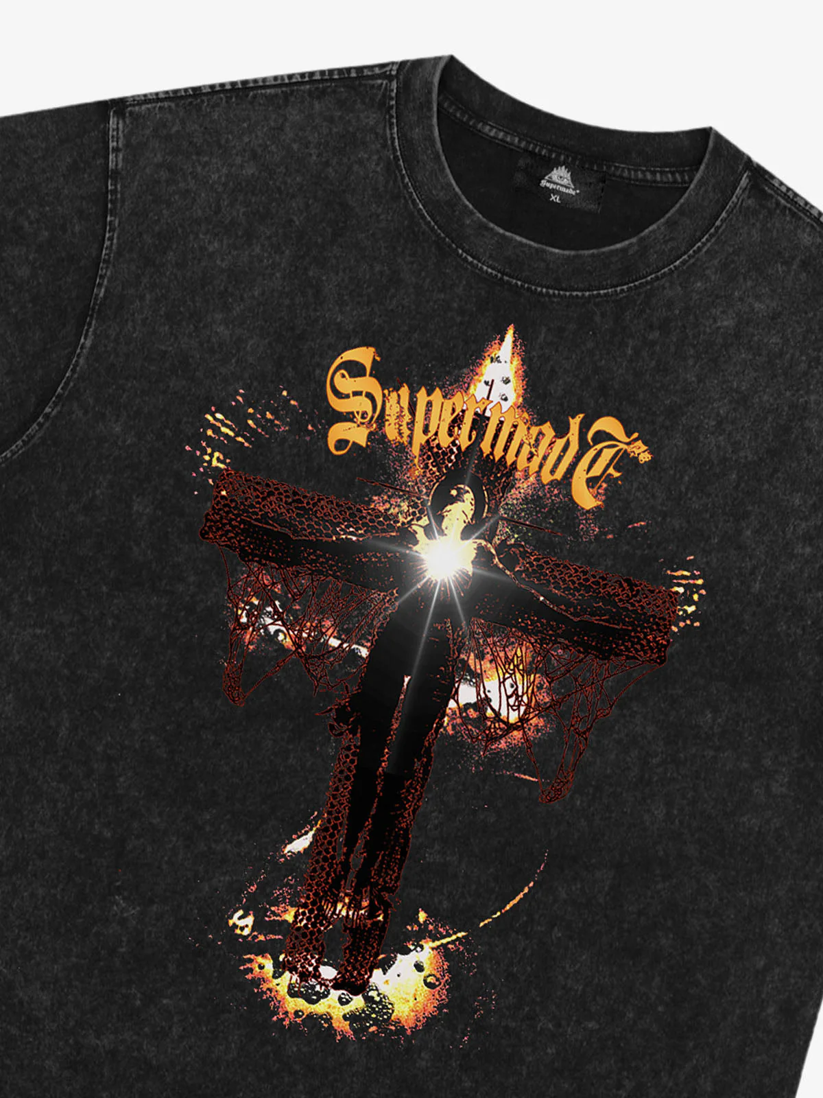 Washed Gothic Cross Graphic T-Shirt - Image 6