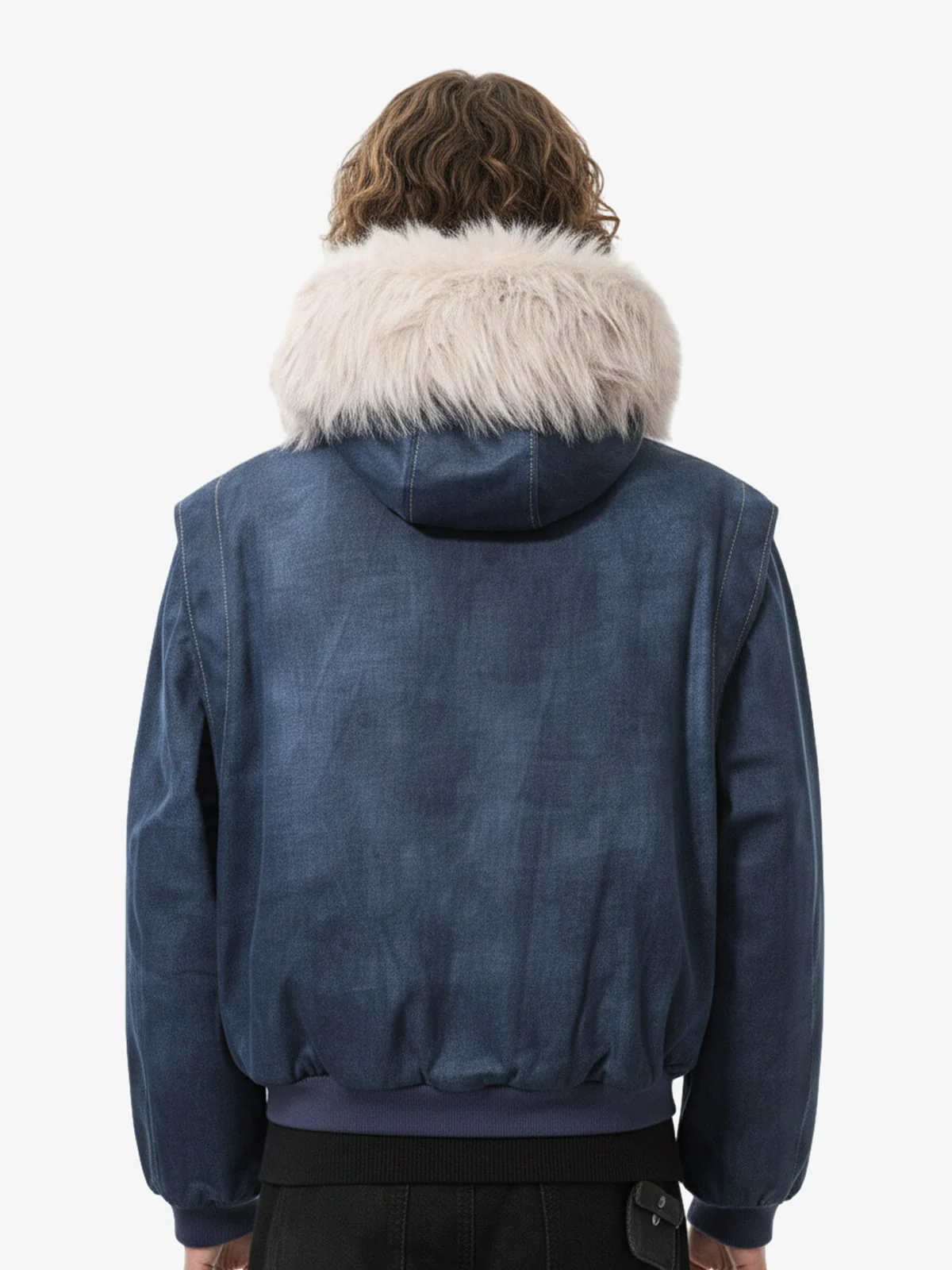 Washed Patchwork Contrast Bomber Jacket - Image 8