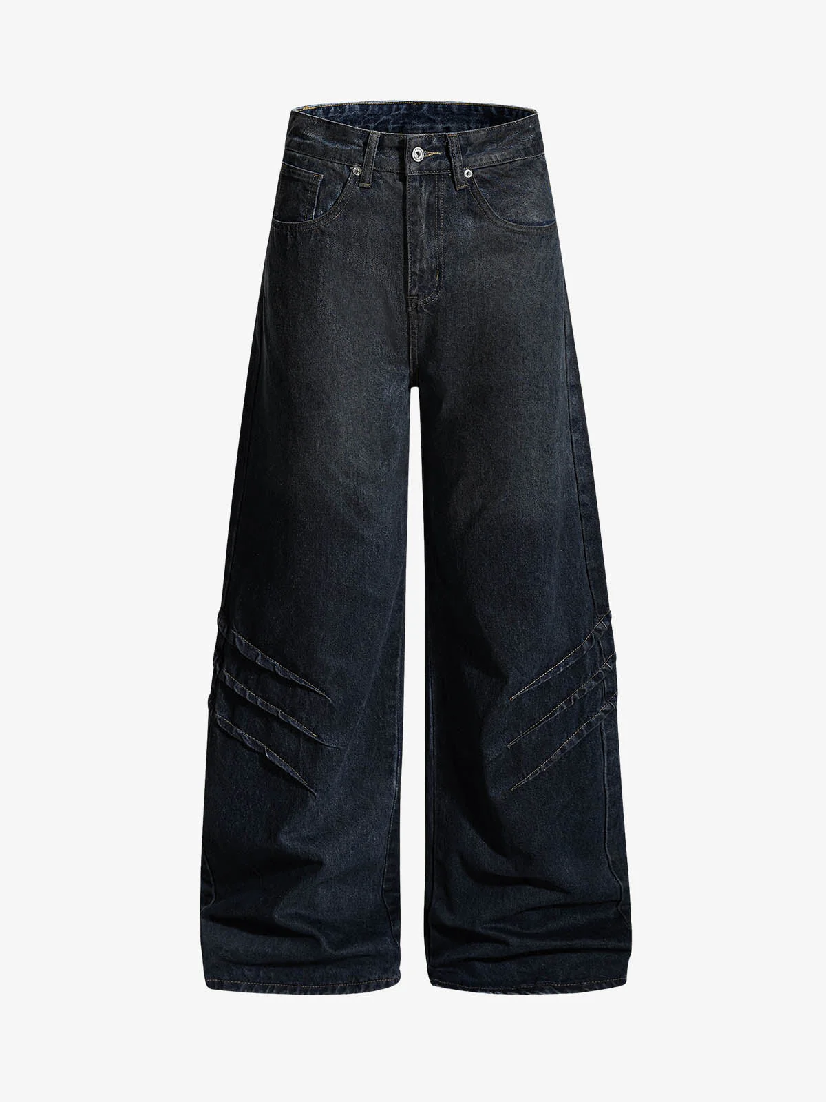 Washed Pleated Baggy Jeans - Image 2