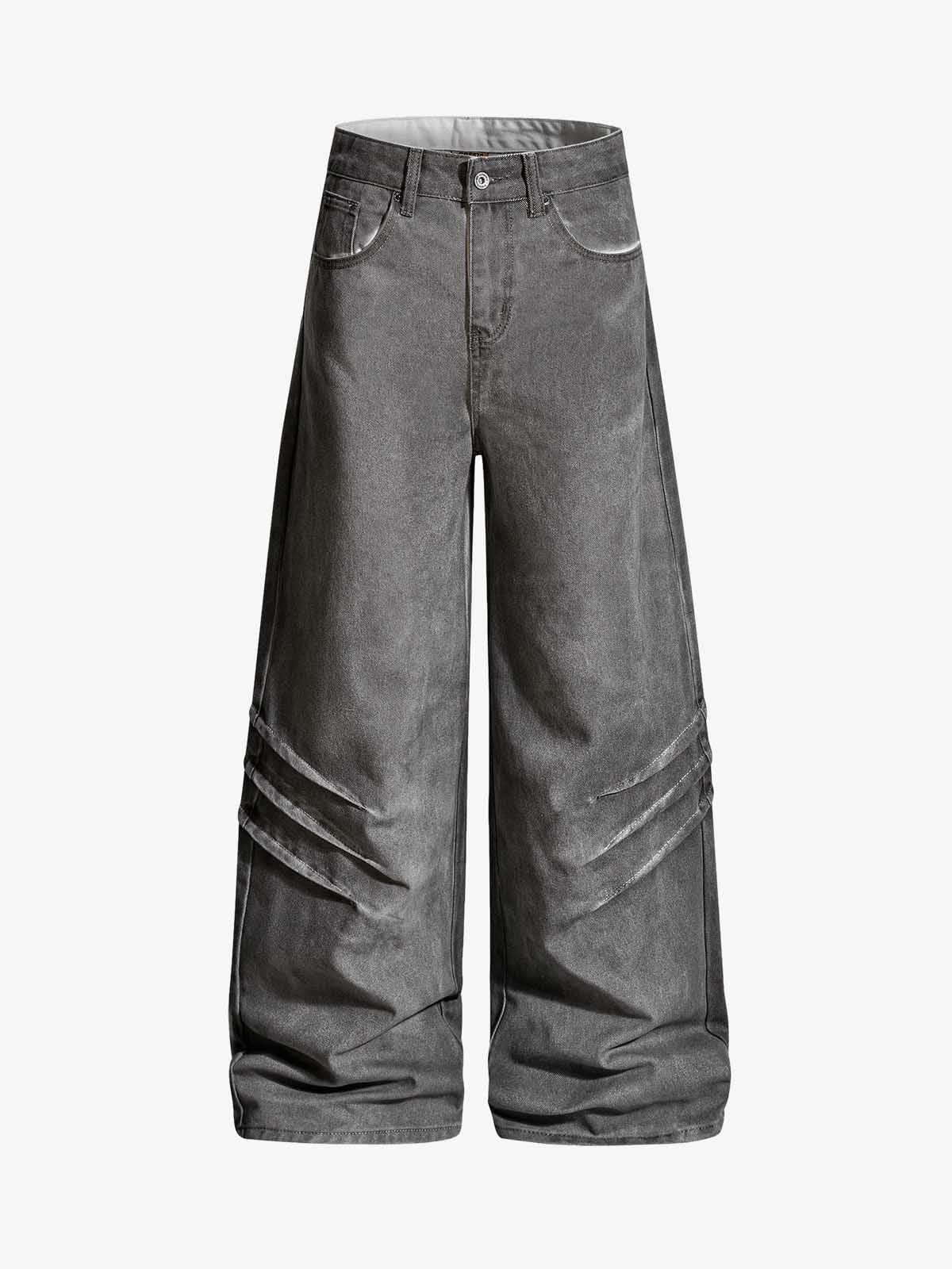 Washed Pleated Baggy Jeans - Image 6