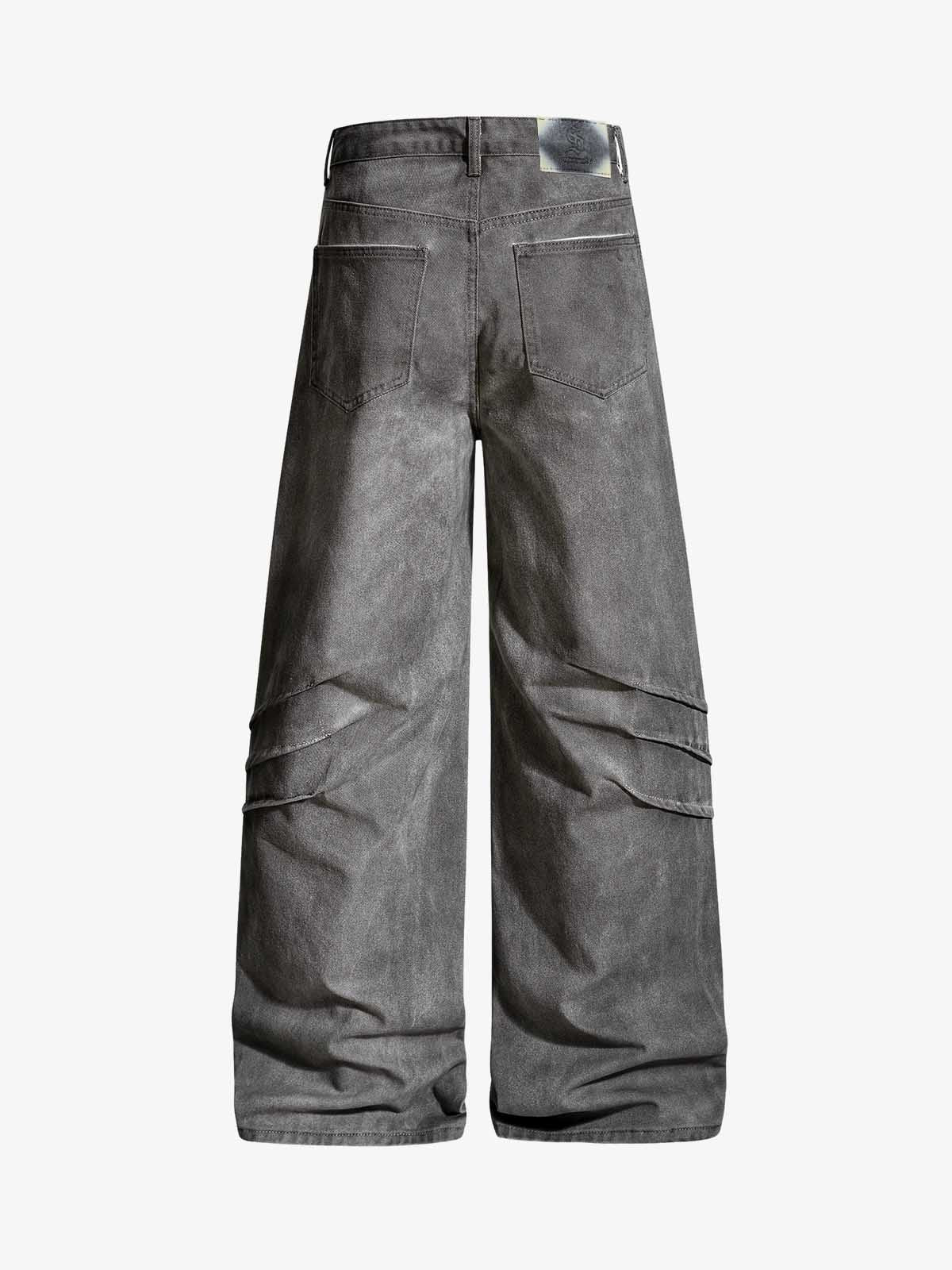Washed Pleated Baggy Jeans - Image 7