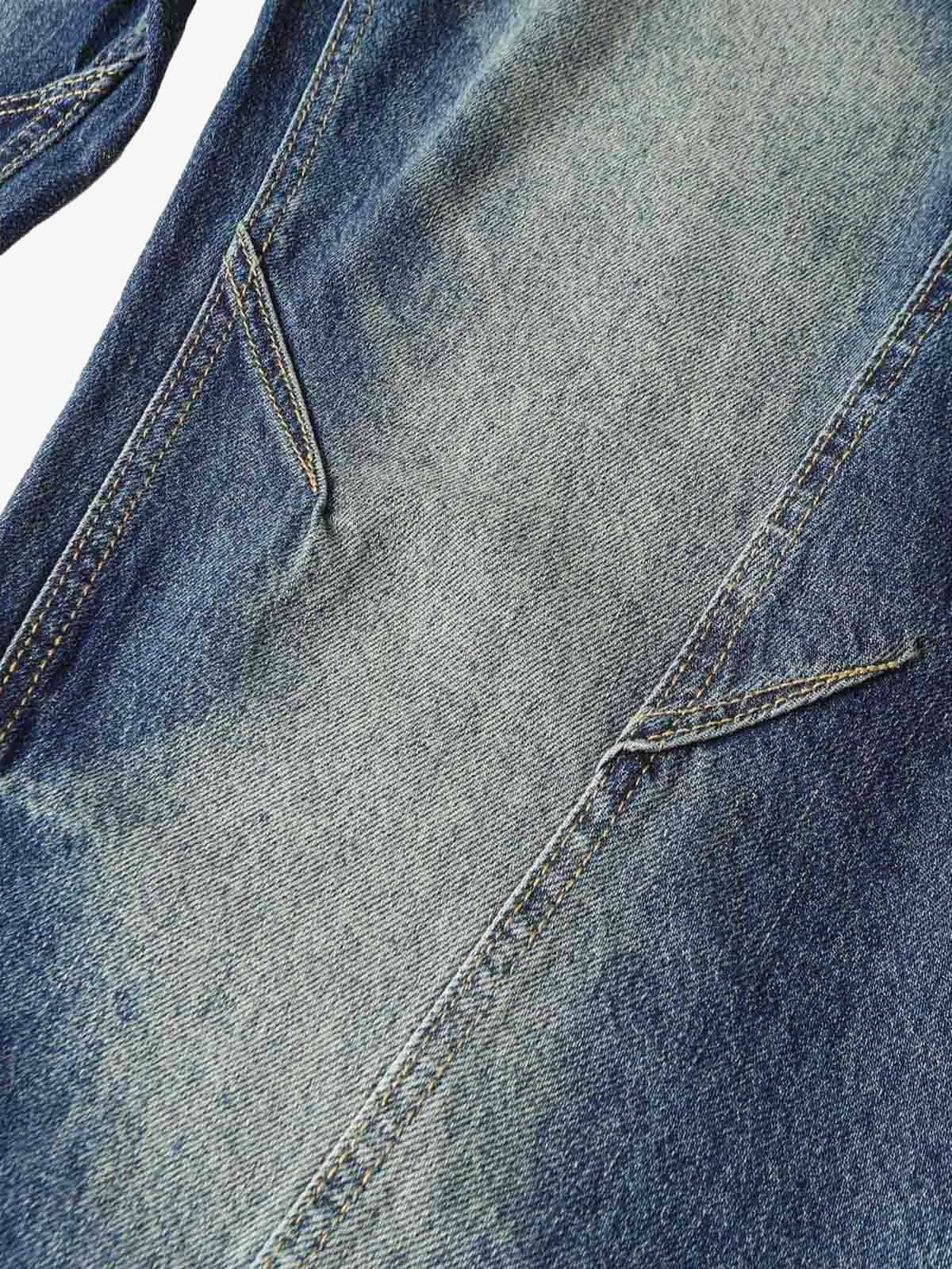 Washed Distressed Deconstructed Pleated Scimitar Jorts - Image 7
