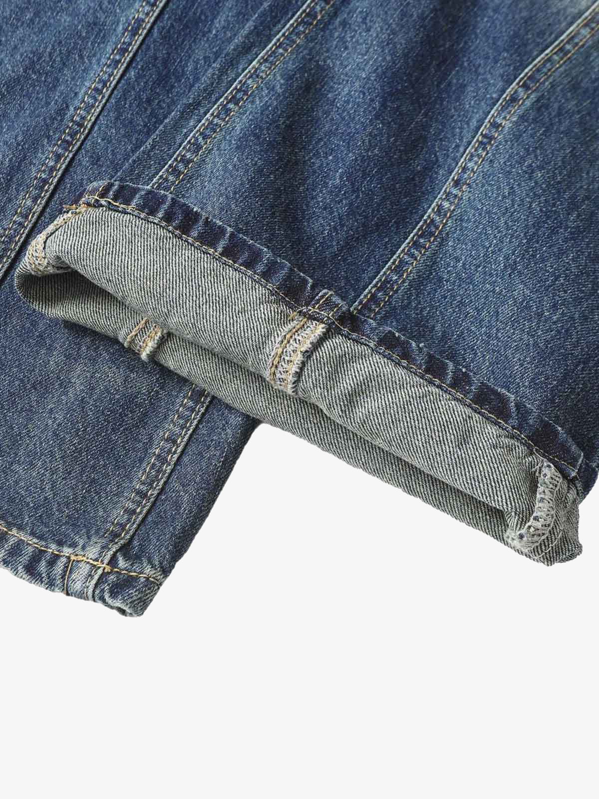 Washed Distressed Deconstructed Pleated Scimitar Jorts - Image 8